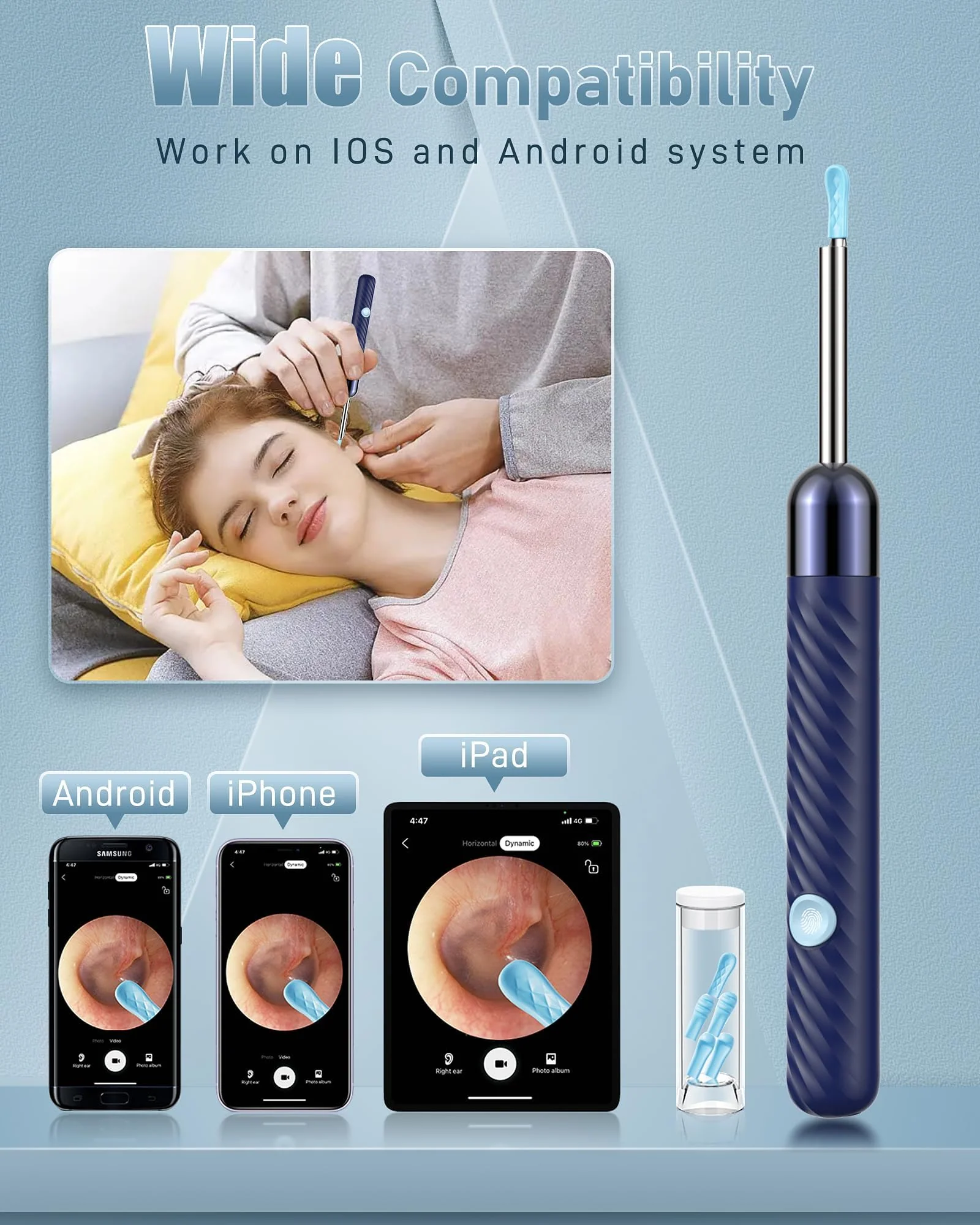 AOPICK Ear Wax Remover Otoscope, 1080P HD WiFi Ear Cleaner with Camera, 360° Wide Angle Otoscope Camera with 6 LEDs for iPhone, iPad and Android Smartphones - Image 5
