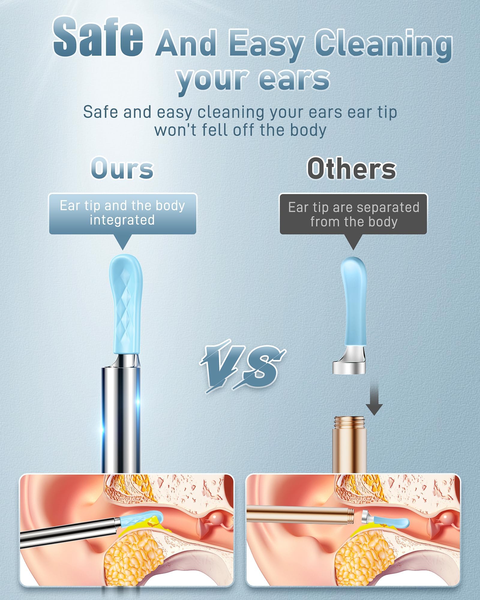 AOPICK Ear Wax Remover Otoscope, 1080P HD WiFi Ear Cleaner with Camera, 360° Wide Angle Otoscope Camera with 6 LEDs for iPhone, iPad and Android Smartphones - Image 7