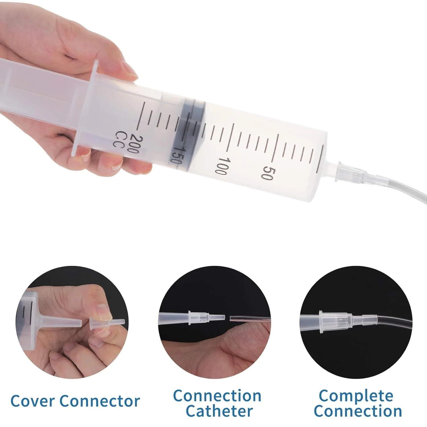Aotfusd Pack of 2 Syringe 100 + 200 ml, Syringe with Hose and Blunt Needles, Oil Syringe, Dosing Syringe, Measuring Liquids, Plant Watering, Animal Feeding, Scientific Laboratories (160, g) - Image 5