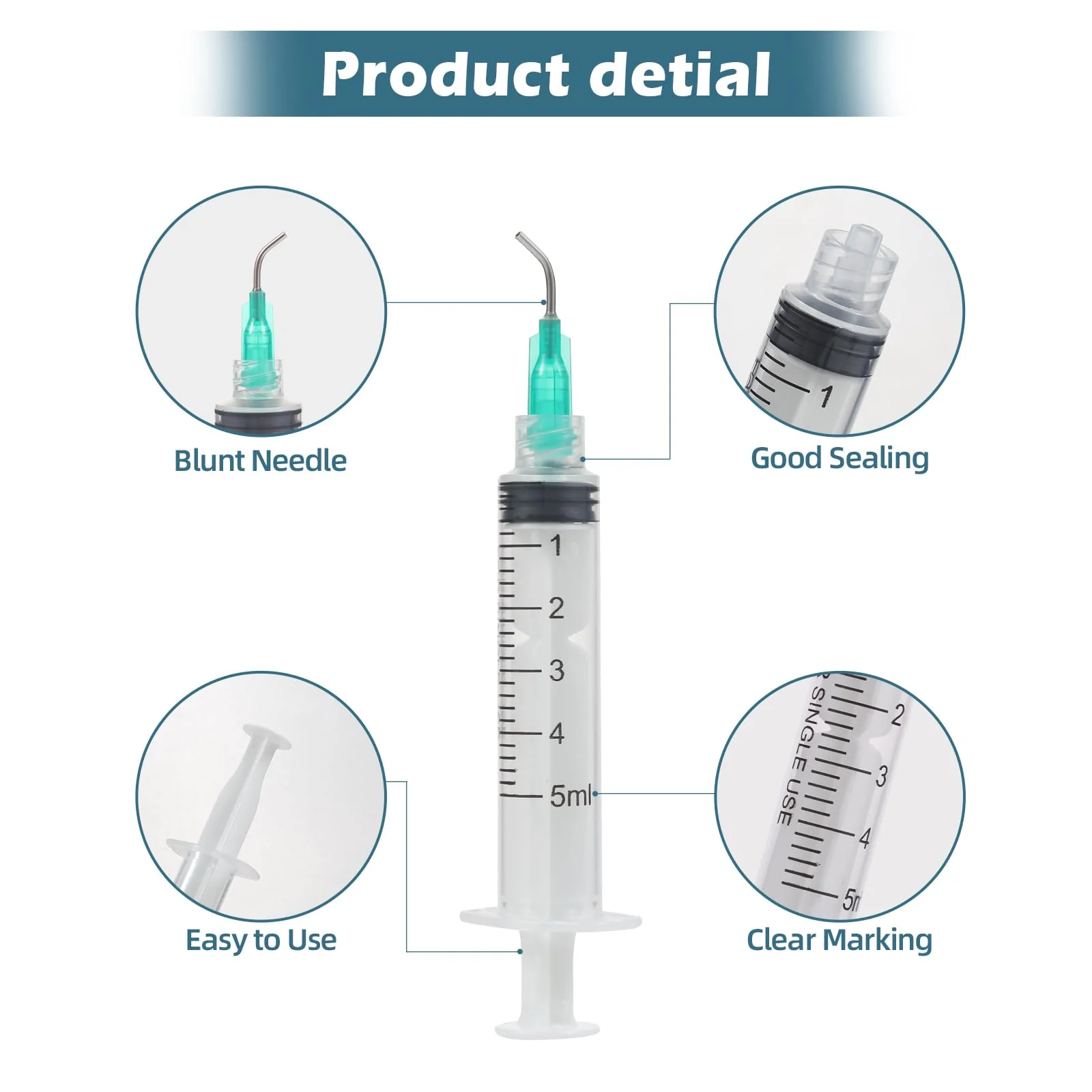 Aotfusd Pack of 20 Syringes with Blunt Needle, Various Sizes, 1 ml, 3 ml, 5 ml, 10 ml, 20 ml for Refilling and Measuring Liquids, Scientific Laboratories, Plant Watering Plastic - Image 3