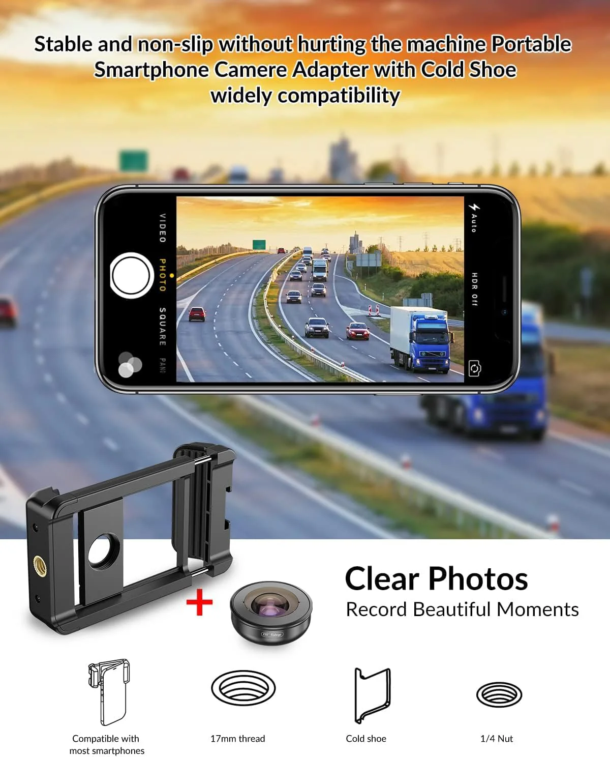 APEXEL 17 mm Thread Lens Adapter, Lens Attachments for Telephoto/Macro/Wide Angle/Fisheye/Flow/Radial/Star Filter/Kaleidoscope Lens, Lens Holder Works with Almost All Smartphones 17mm Thread - Image 2