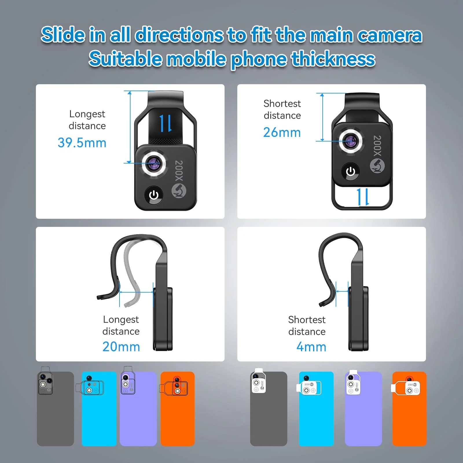 APEXEL 200X Phone Microscope Lens, Nano Zoom Phone Micro Lens for iPhone Android with LED Light CPL Universal Clip, Nanozoom Mini Pocket Digital Microscope, Portable Smartphone Macro Lens Camera - Image 4