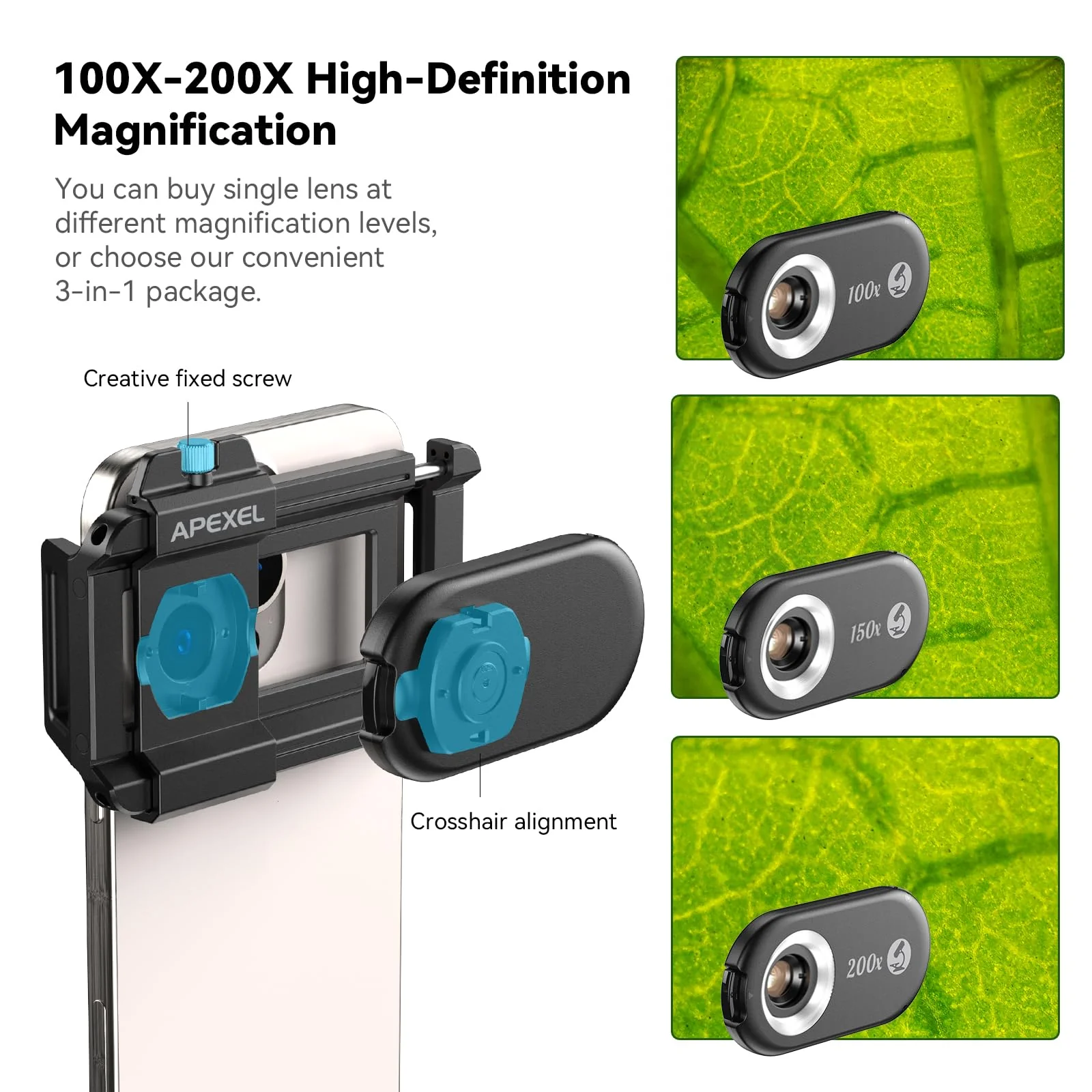 APEXEL Phone Microscope Lens, PhoneMicro 5 Series 150X Phone Micro Lens for Android/iPhone With LED Light/CPL/Universal Clip, Mini Pocket Microscope, Smartphone Camera Attachment for iPhone & Android. MS150 (150X) - Image 4