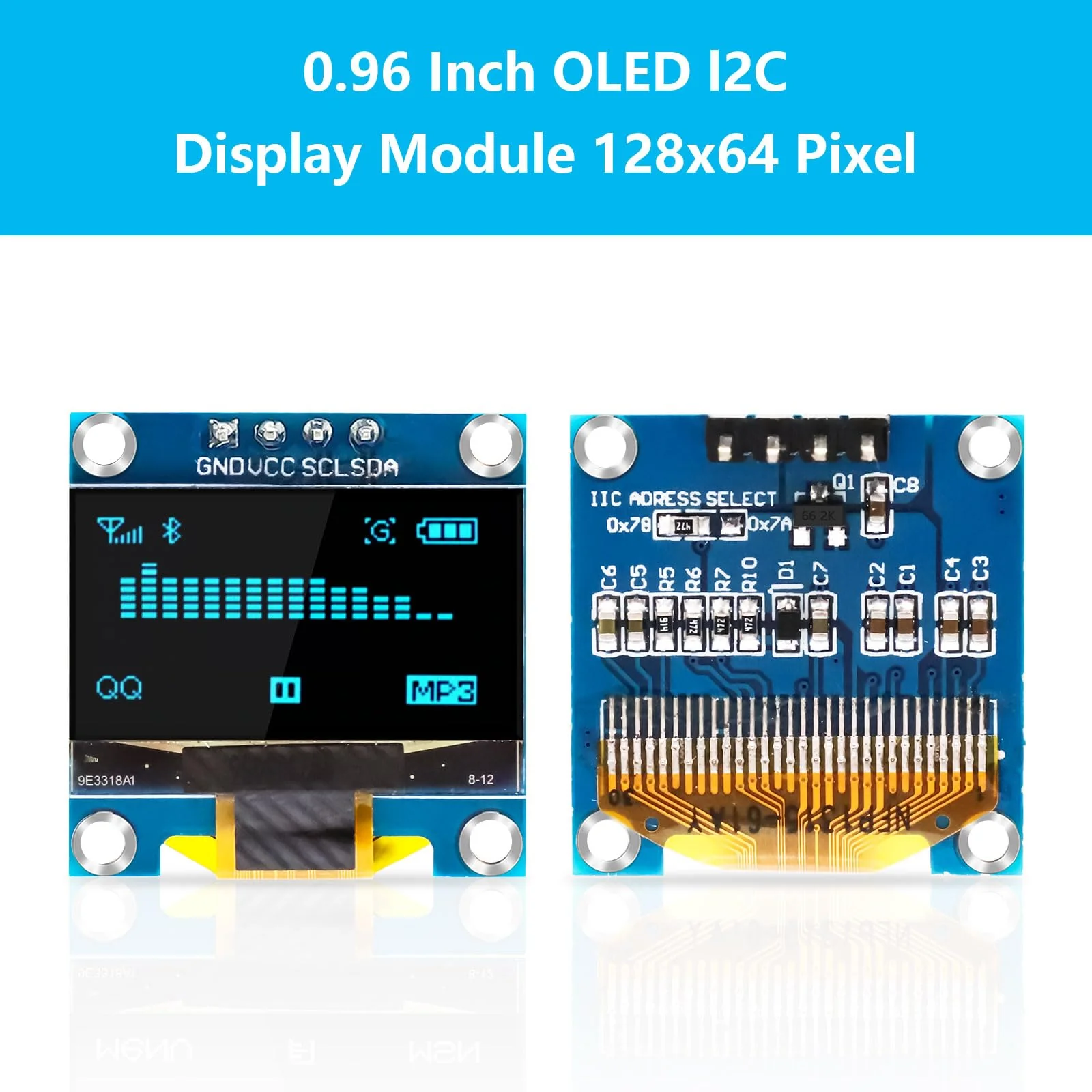APKLVSR 3 x 0.96 Inch OLED Display I2C 128 x 64 Pixel I2C Screen Display Module, 0.96 Inch OLED Display I2C IIC Screen Display Module Compatible with Arduino Raspberry Pi (White) White - Image 2