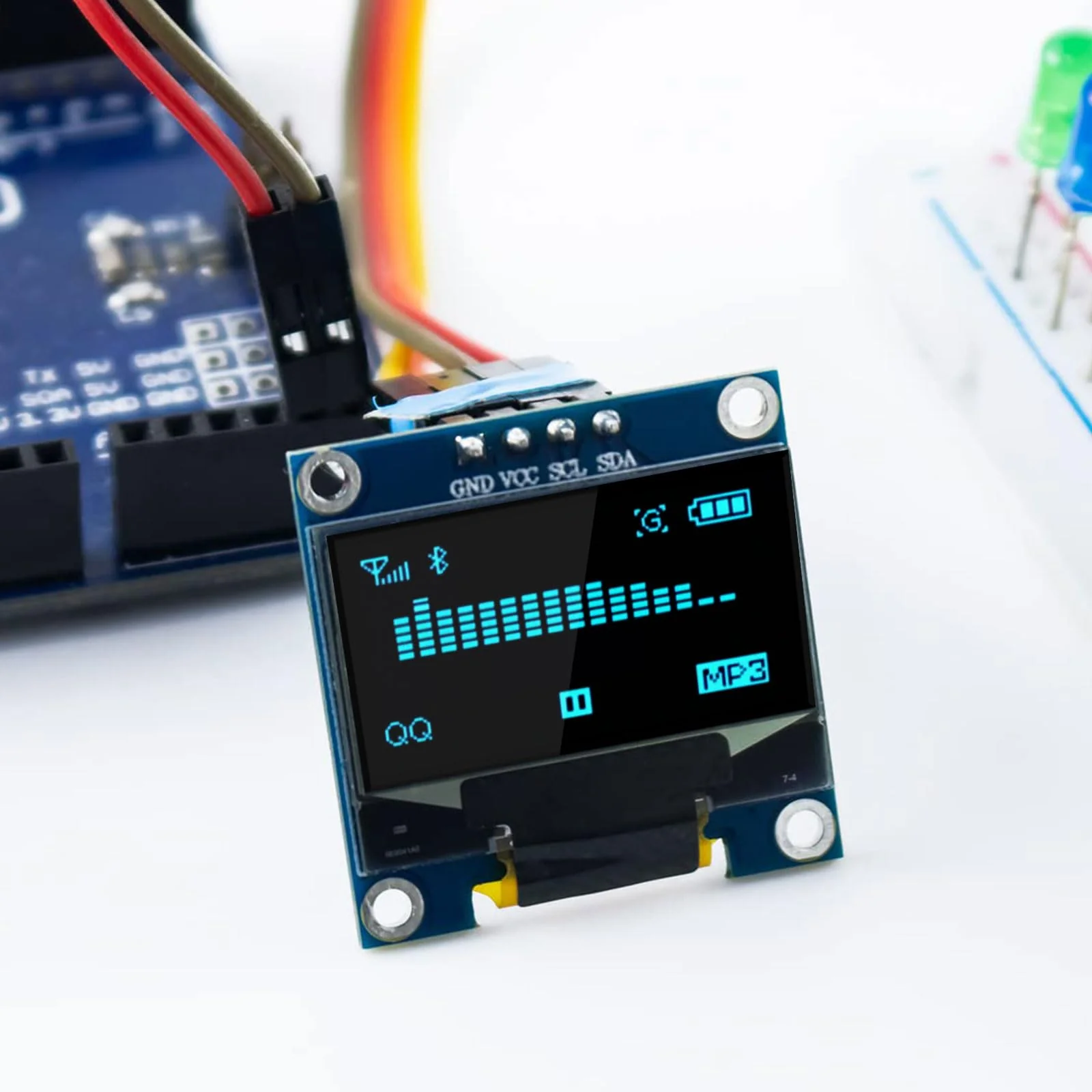 APKLVSR 3 x 0.96 Inch OLED Display I2C 128 x 64 Pixel I2C Screen Display Module, 0.96 Inch OLED Display I2C IIC Screen Display Module Compatible with Arduino Raspberry Pi (White) White - Image 8