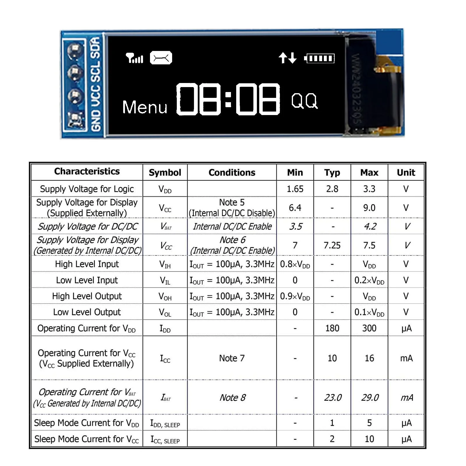APKLVSR 3pcs 0.91 Inch I2C Display Module, IIC I2C Display OLED Display Module 128 x 32 3.3 V/5 V for Arduino and Other Microcontrollers (White) - Image 4