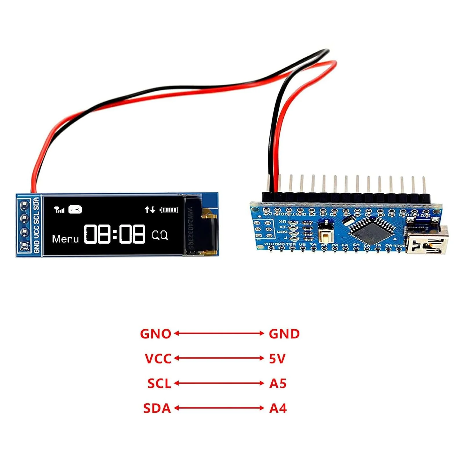 APKLVSR 3pcs 0.91 Inch I2C Display Module, IIC I2C Display OLED Display Module 128 x 32 3.3 V/5 V for Arduino and Other Microcontrollers (White) - Image 6
