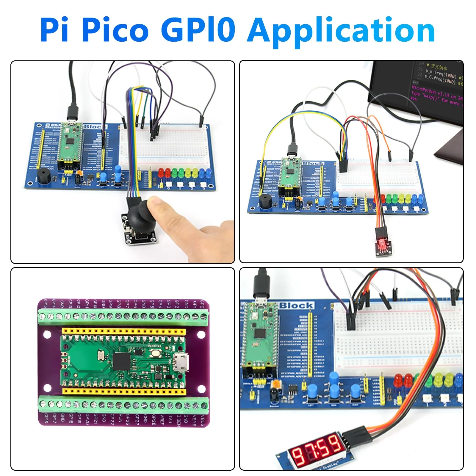 APKLVSR Breakout Board for RPI PICO Expansion Board, Flexible PCB Shield Board, Breakout Board, GPIO Sensor, Terminal Block Shield with Pin Header - Image 8