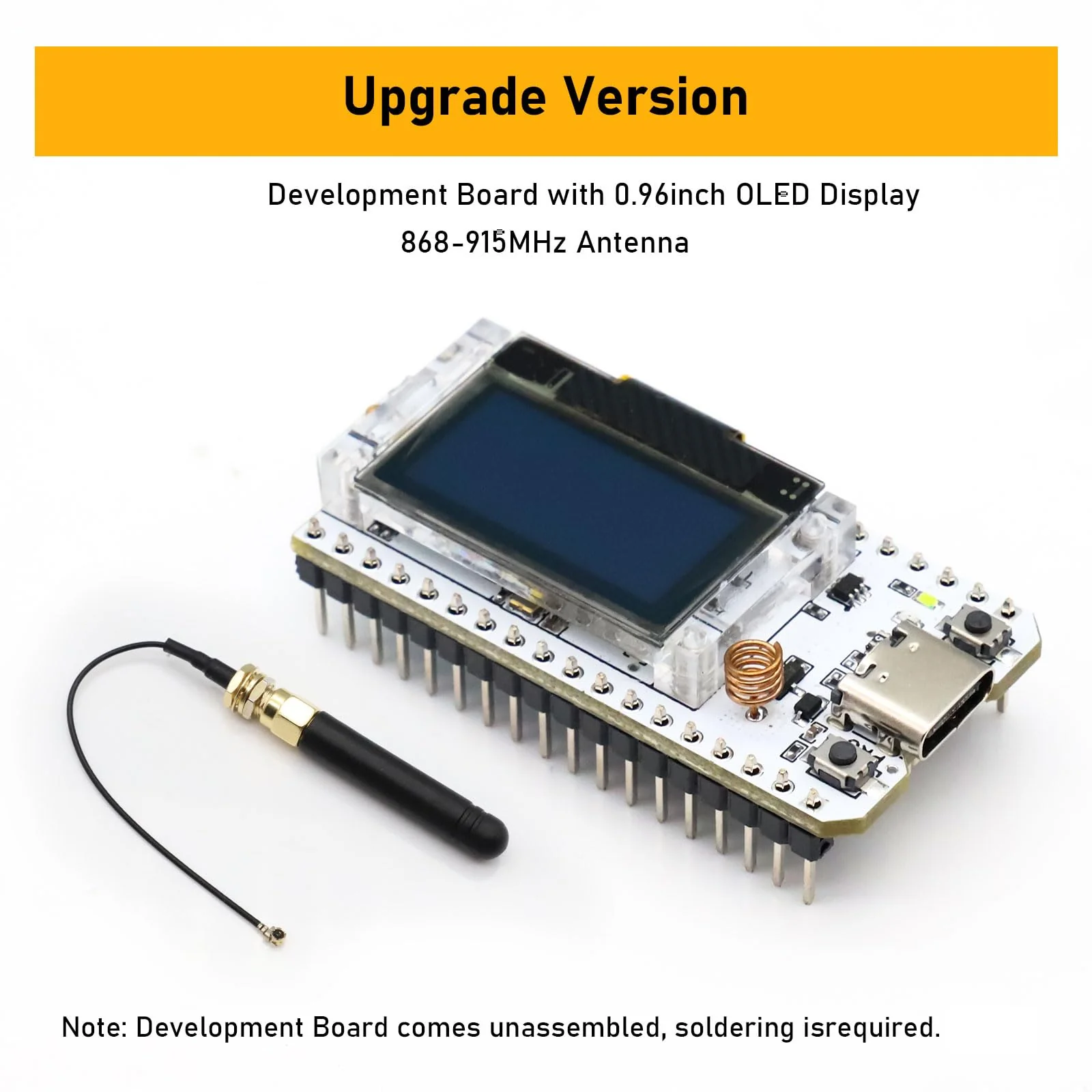 APKLVSR LoRa ESP32 Development Board, LoRa V3 Board with OLED Display and Antenna USB C Dual-Core IOT Board 240MHz Bluetooth WiFi Module 863 928MHz for Arduino (Pack of 2) 2 PCS - Image 5