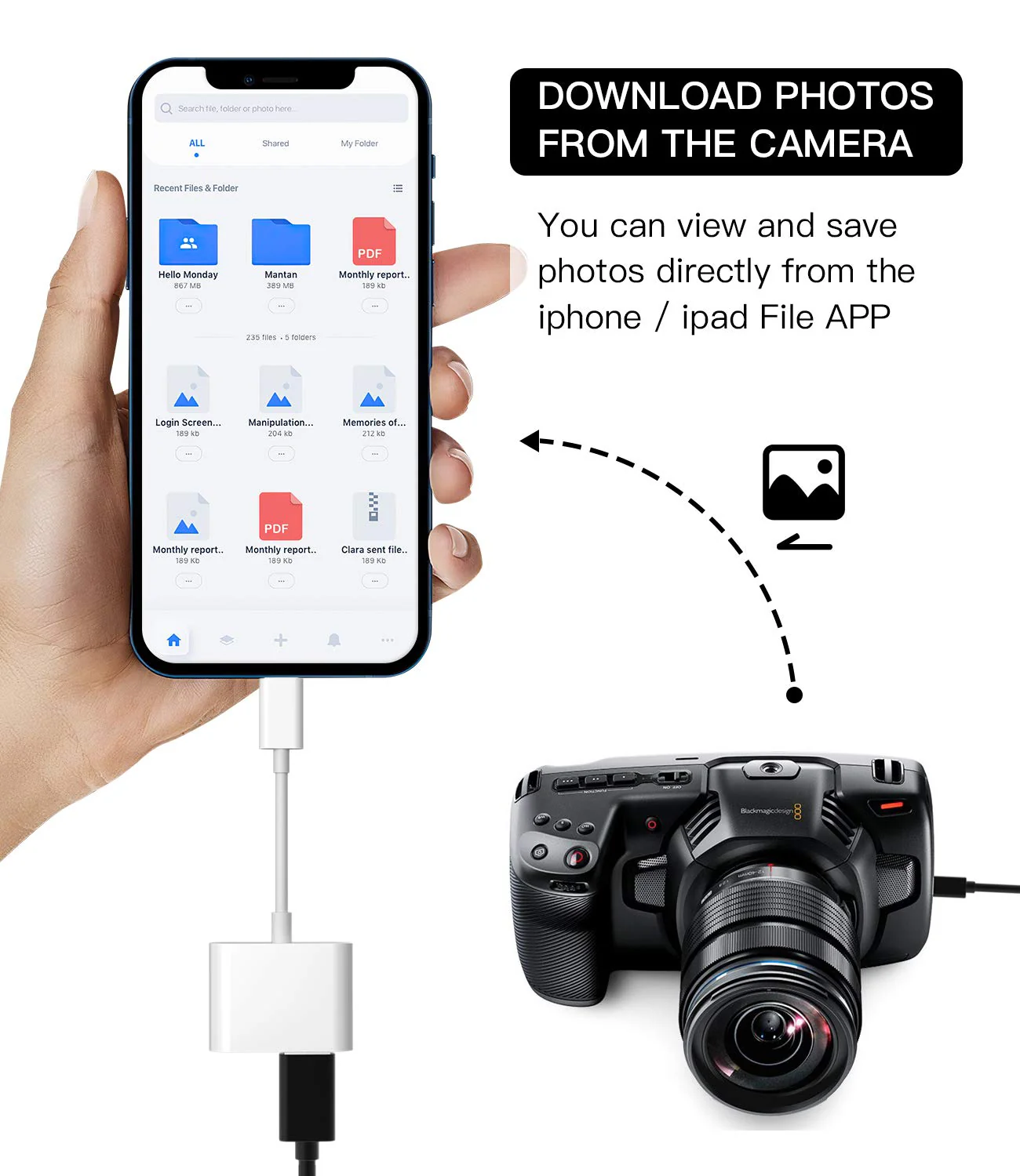 Apple Certified Lightning Male to USB Female Adapter OTG and Charger Cable for iPhone 11 12 Mini max pro xs xr x se 7 8plus Ipad air A Camera Memory Stick Flash Drive Cord Converter Charging Splitter USB+Lightning 1Pack White-1 - Image 3