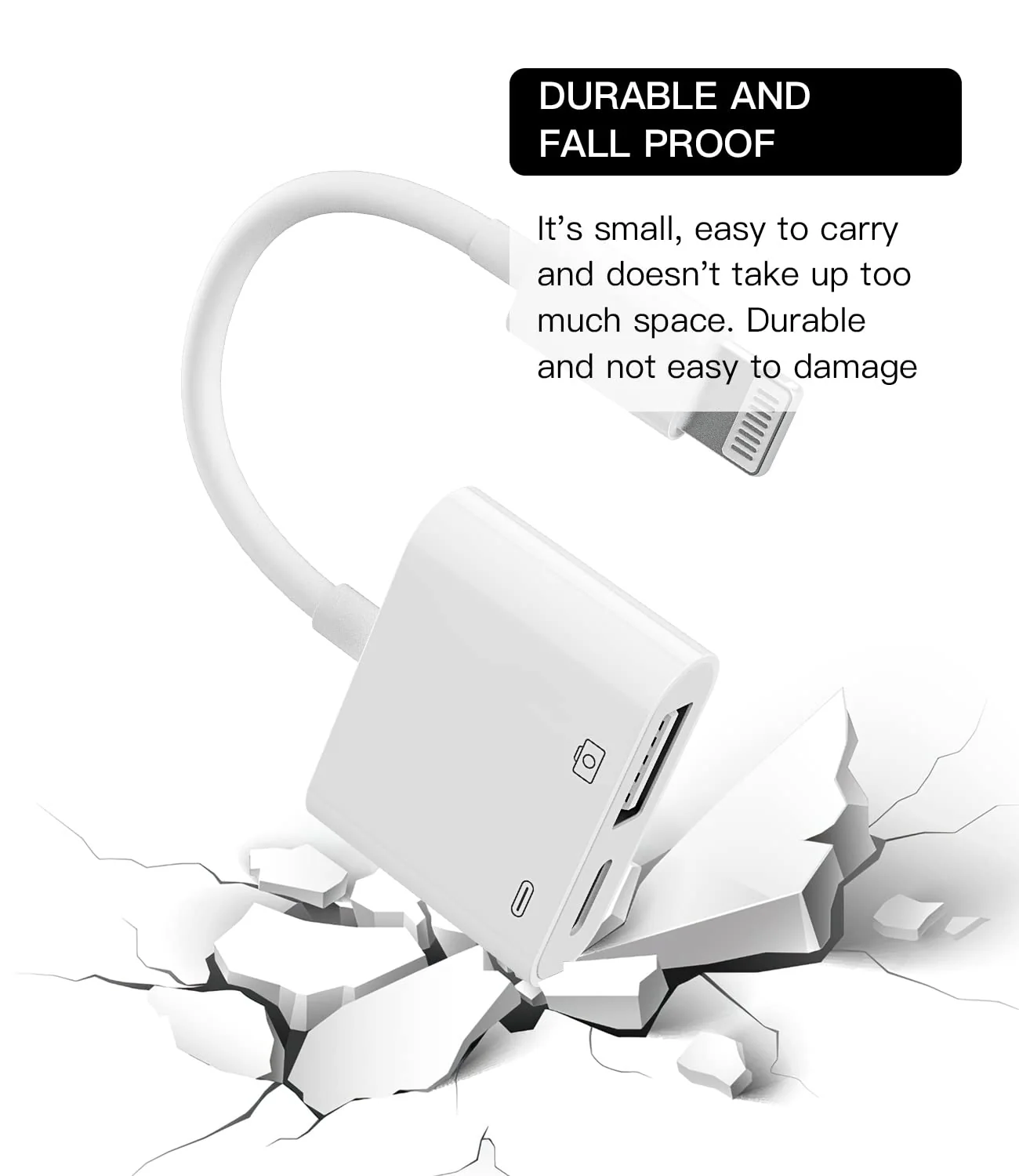 Apple Certified Lightning Male to USB Female Adapter OTG and Charger Cable for iPhone 11 12 Mini max pro xs xr x se 7 8plus Ipad air A Camera Memory Stick Flash Drive Cord Converter Charging Splitter USB+Lightning 1Pack White-1 - Image 6