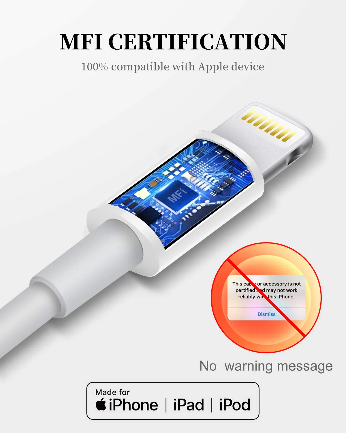 Apple iPhone Charger Cable, 2 Pack Original Lightning to USB Cables Apple MFI Certified 6ft, Fast iPhone Charging Cord for iPhone 11/11Pro/11Max/ X/XS/XR/XS Max/8/7/6/5S/SE 6FT_2PACK - Image 3