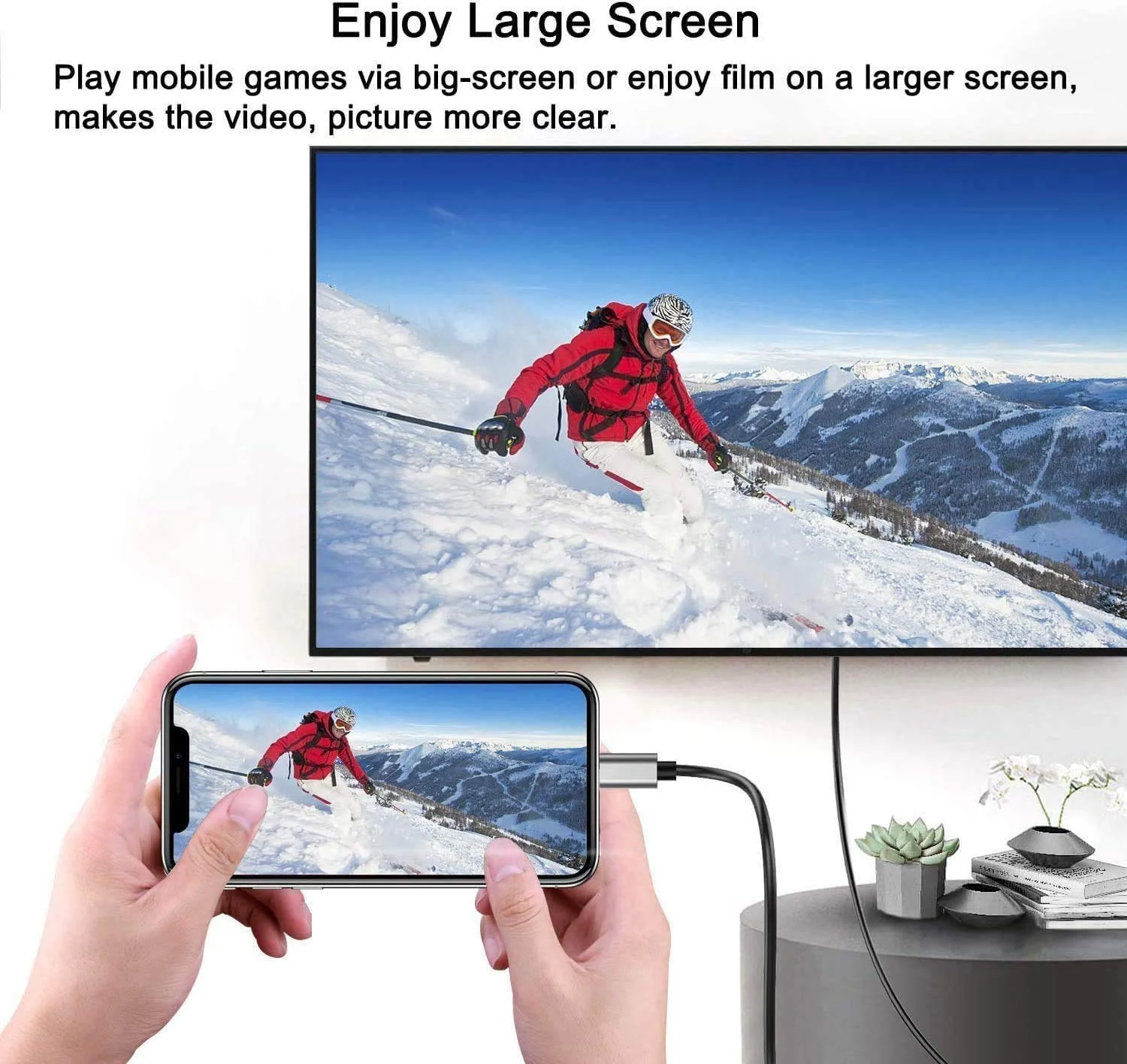 [Apple MFi Certified] Lightning to HDMI Adapter for Phone to TV,Compatible with iPhone,iPad, Sync Screen Connector Directly Connect on HDTV/Monitor/Projector NO Need Power Supply,Support IOS11.0 Black - Image 7