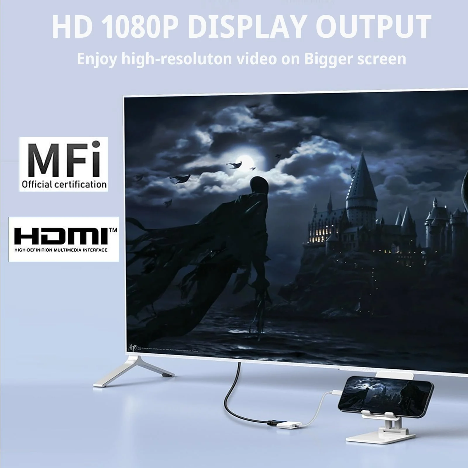 [Apple MFi Certified] Lightning to HDMI Adapter, No Power Needed 1080P Video & Audio Sync Screen Converter with Lightning Charging Port, iPhone to HDMI Adapter Compatible with iOS - Image 4