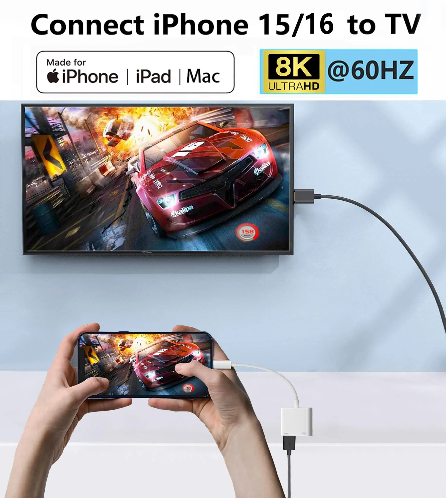 Apple USB C to HDMI Adapter 8K@60Hz for iPhone 15/16/17, MFi Certified Digital AV Converter with 100W PD for MacBook Pro/Air, iPad Pro, iMac, Galaxy S25/S24 and More - Image 2