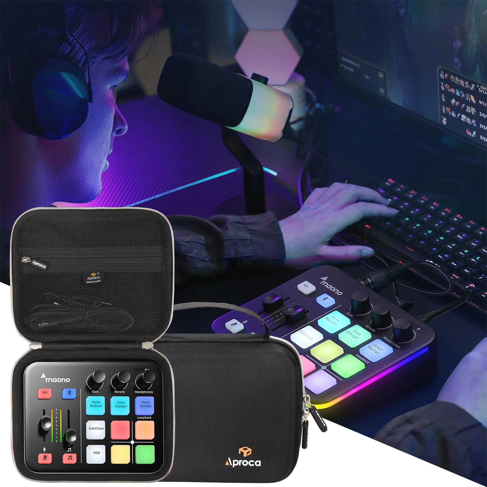 Aproca Portable Hard Storage Case, for MAONO Gaming Audio Mixer Audio Interface and Accessories - Image 4