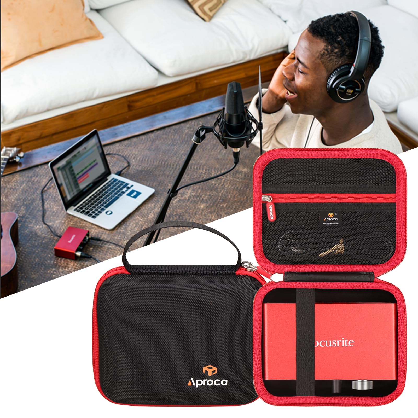Aproca Portable Hard Storage Protective Case, for Focusrite Scarlett Solo 3rd Gen USB Audio Interface and Accessories - Image 4