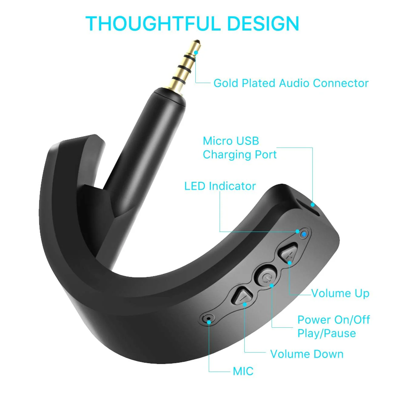 aptX Wireless Bluetooth 5.0 Adapter for Bose QuietComfort QC 15 with Mic/Volume Control, Black - Image 3