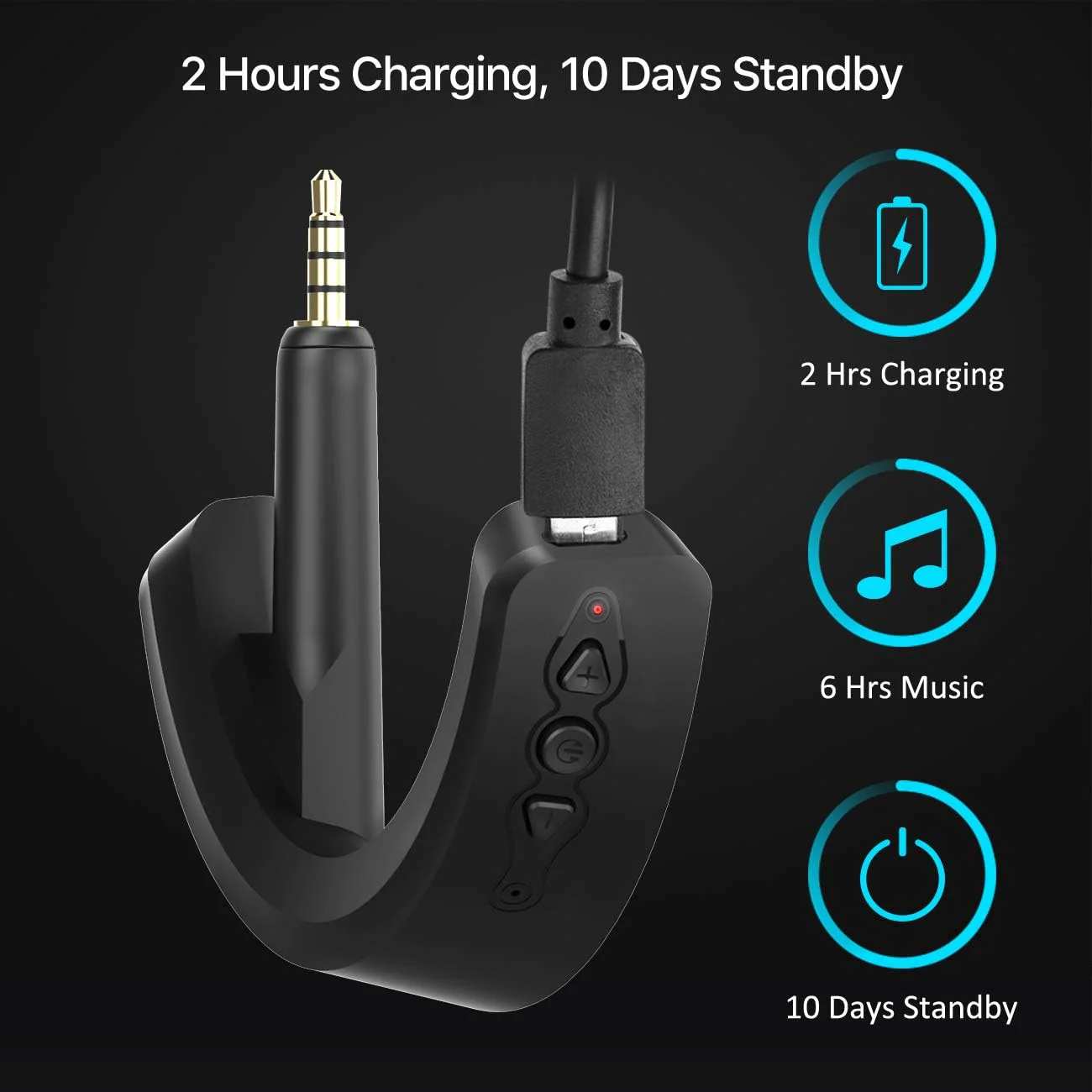 aptX Wireless Bluetooth 5.0 Adapter for Bose QuietComfort QC 15 with Mic/Volume Control, Black - Image 4