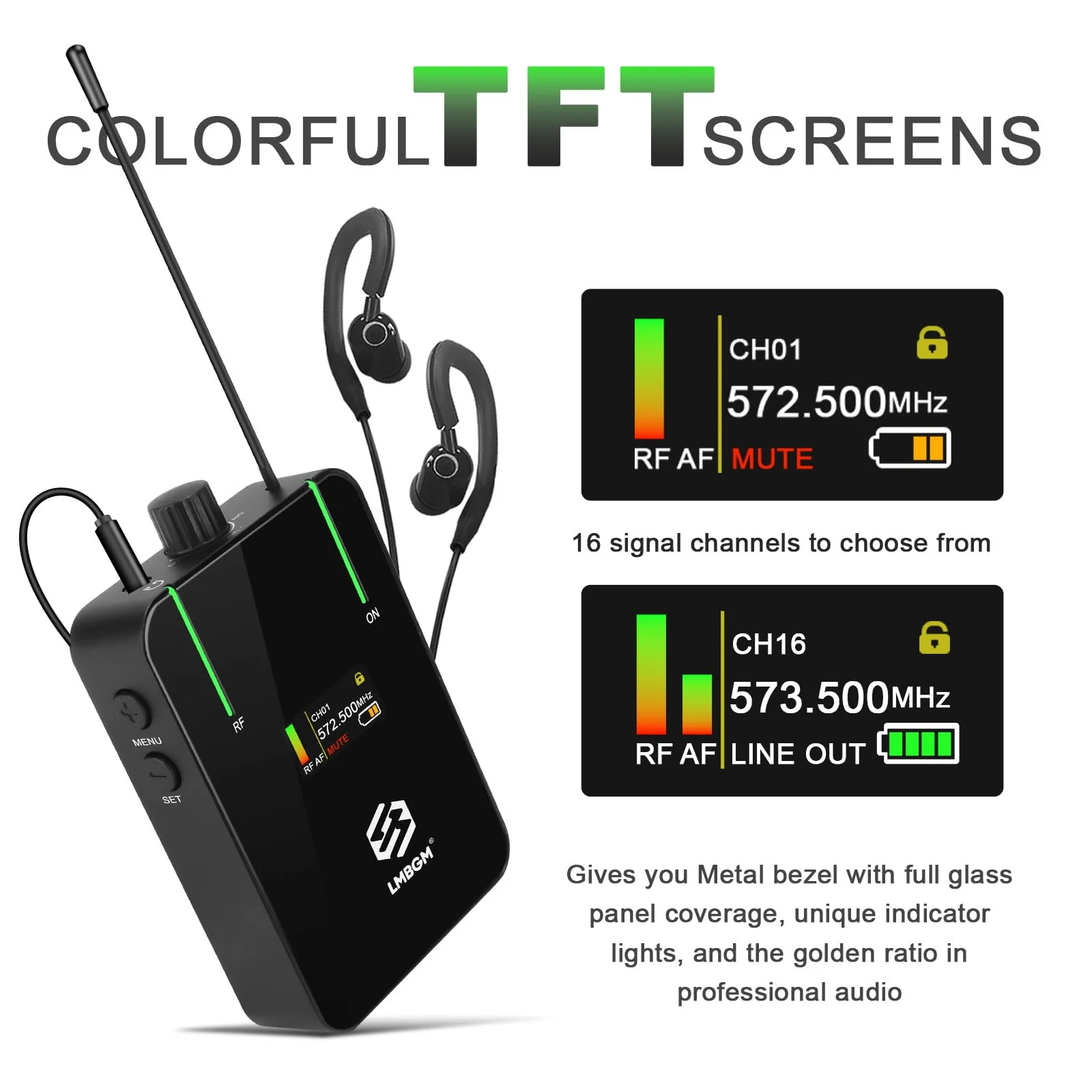 AR9 UHF Mono Wireless in-Ear Monitor Pro System Transmitter and Beltpack Receiver for Studio, Band Rehearsal and Live Performance (AR9-1-BK) AR9 Pro-1 - Image 2