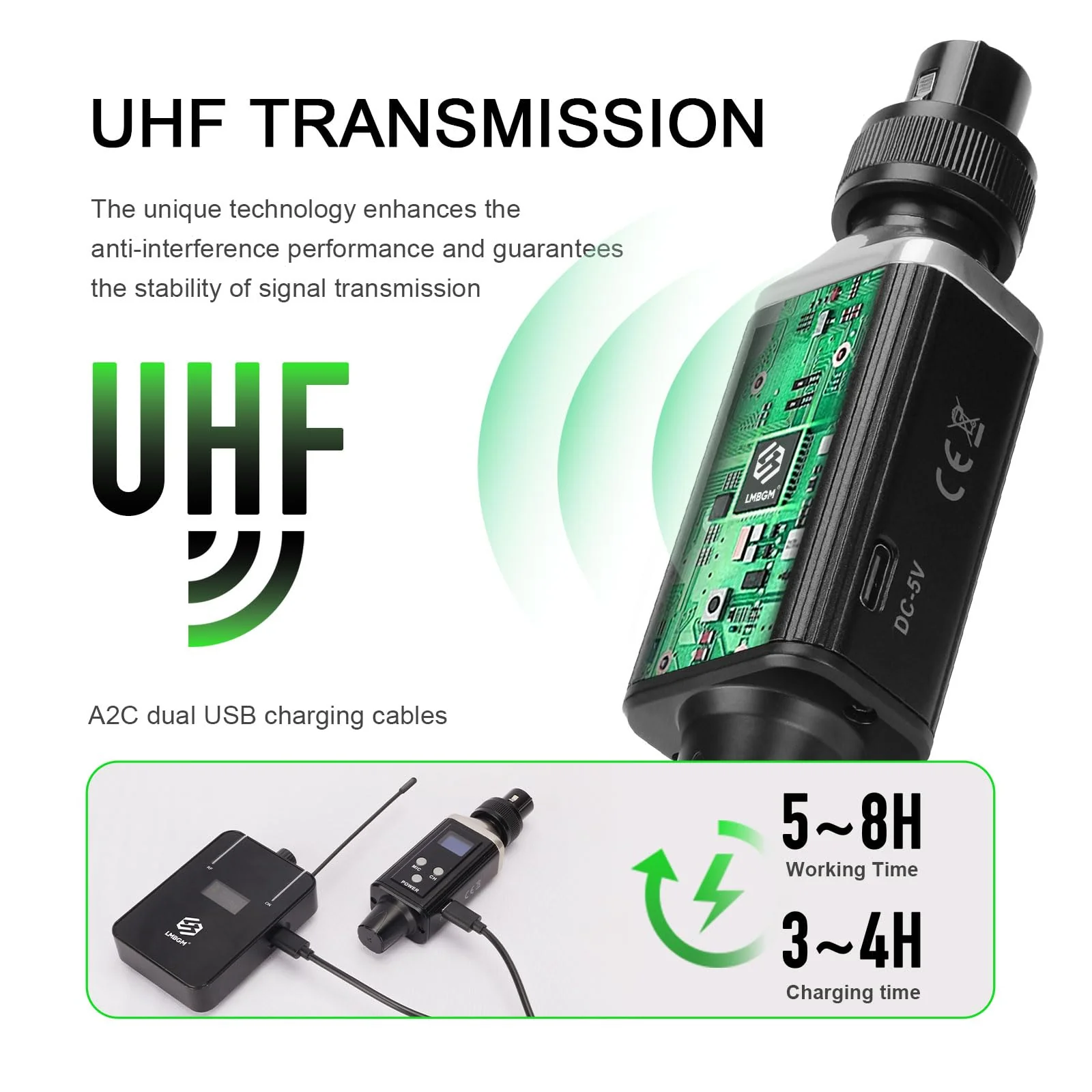 AR9 UHF Mono Wireless in-Ear Monitor Pro System Transmitter and Beltpack Receiver for Studio, Band Rehearsal and Live Performance (AR9-1-BK) AR9 Pro-1 - Image 3