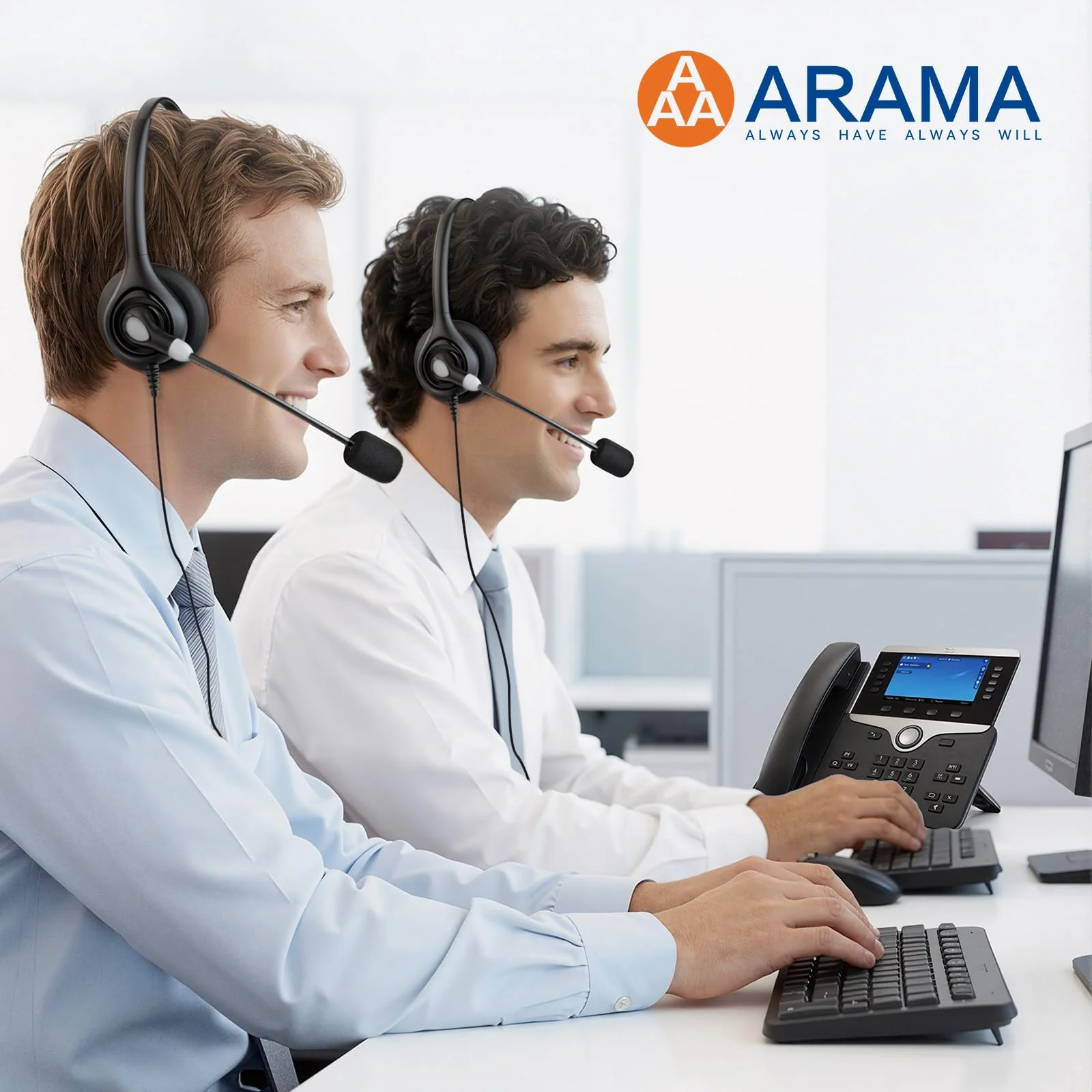 Arama Phone Headsets for Office Phones RJ600C1 RJ9 Wired Headset with Noise Canceling Mic Phones Desk Landline Headset with Microphone Compatible with Cisco Office Phone Mono-A600C - Image 4