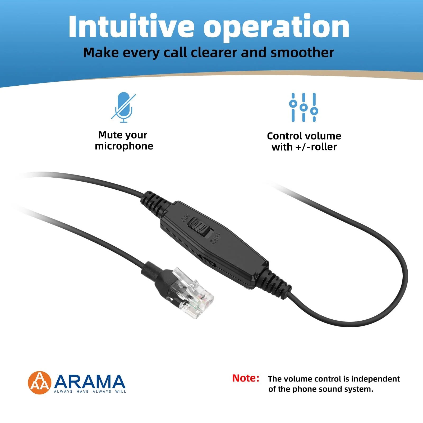 Arama Phone Headsets for Office Phones RJ600C1 RJ9 Wired Headset with Noise Canceling Mic Phones Desk Landline Headset with Microphone Compatible with Cisco Office Phone Mono-A600C - Image 6