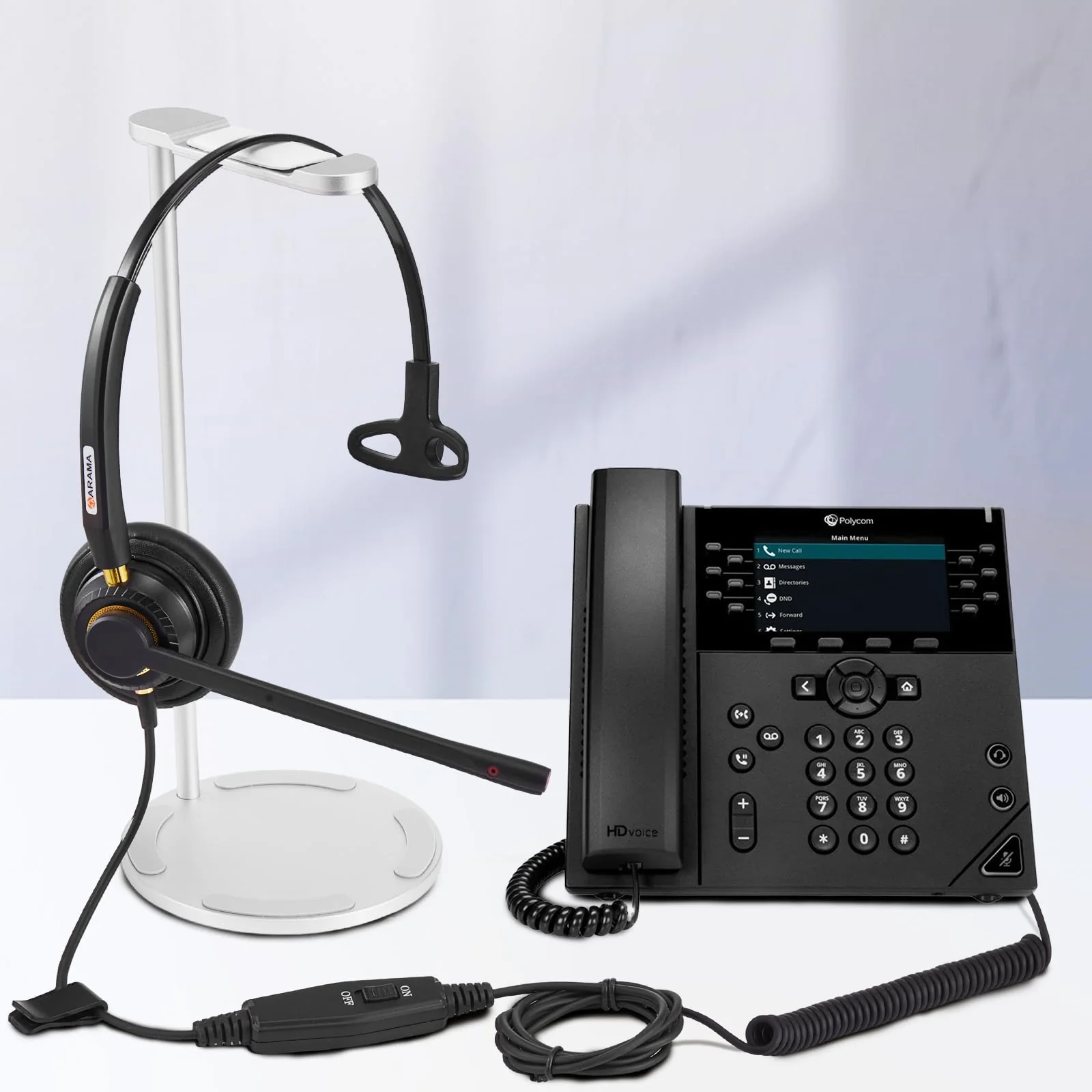 Arama RJ9 Telephone Headset with Microphone Noise Cancelling,Office Phone Headset Compatible with Polycom VVX411 VVX311 VVX410 Plantronics S12 Mitel 5220 NEC Aastra Landline Deskphones - Image 5