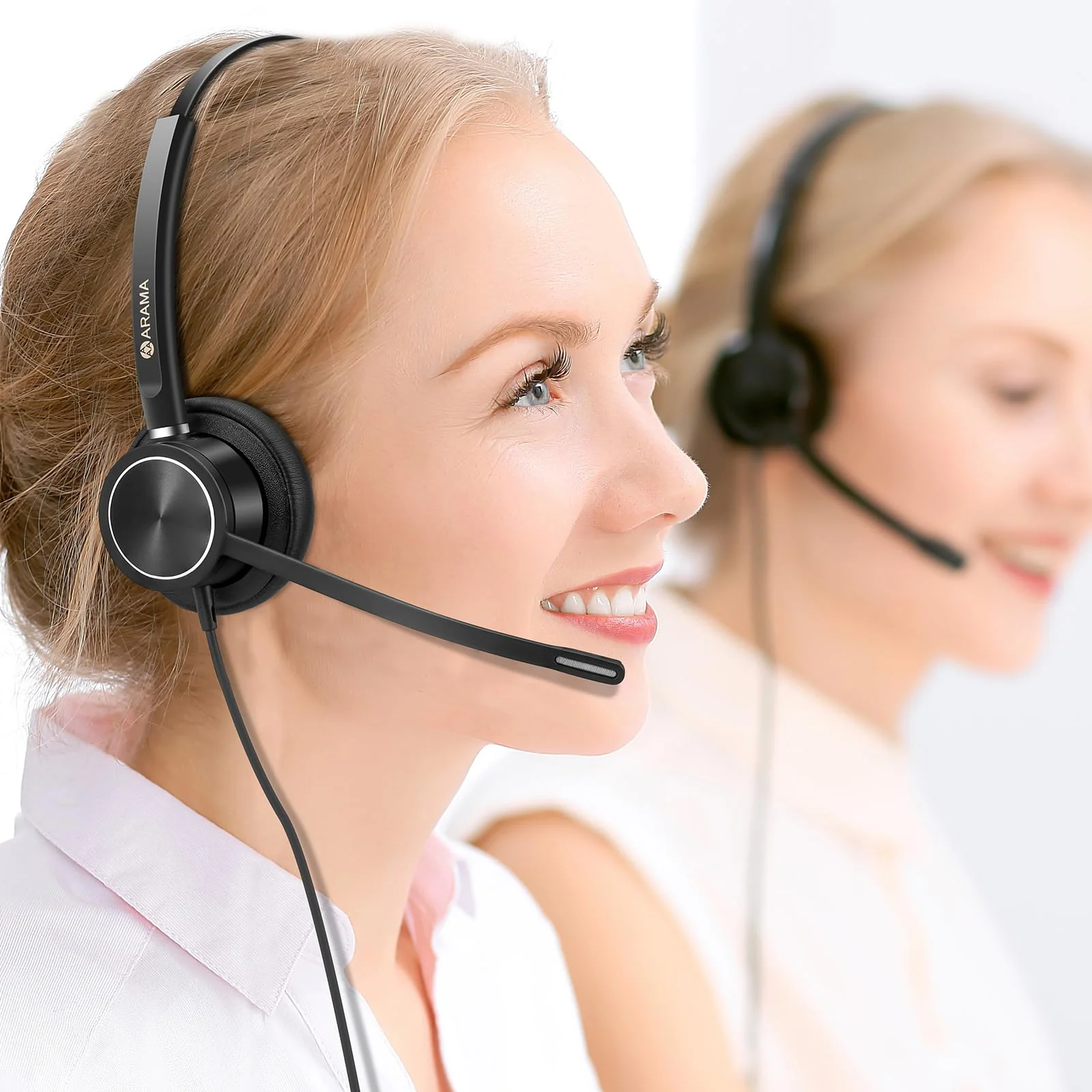 Arama RJ9 Telephone Headset with Noise Canceling Mic & Corded Office Phone Headset Compatible with Polycom Plantronics ShoreTel Toshiba Digium Nortel Landline Phones Monaural A810S1 - Image 6
