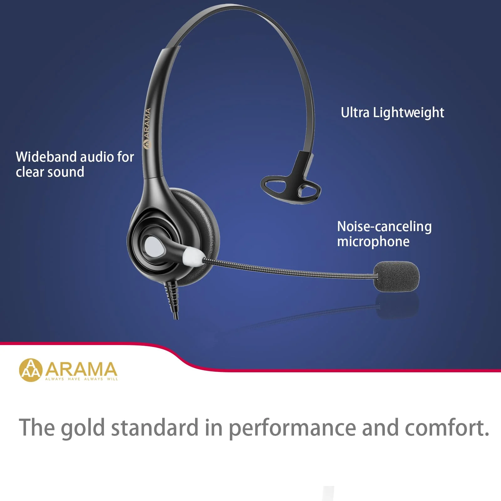 Arama Upgraded Cell Phone Headset with Microphone Noise Cancelling & Call Controls, 3.5mm Wired Headphone for iPhone, Laptop, Samsung, LG, BlackBerry Mobile Phone and iPad Tablet, Call Center Office Black - Image 2