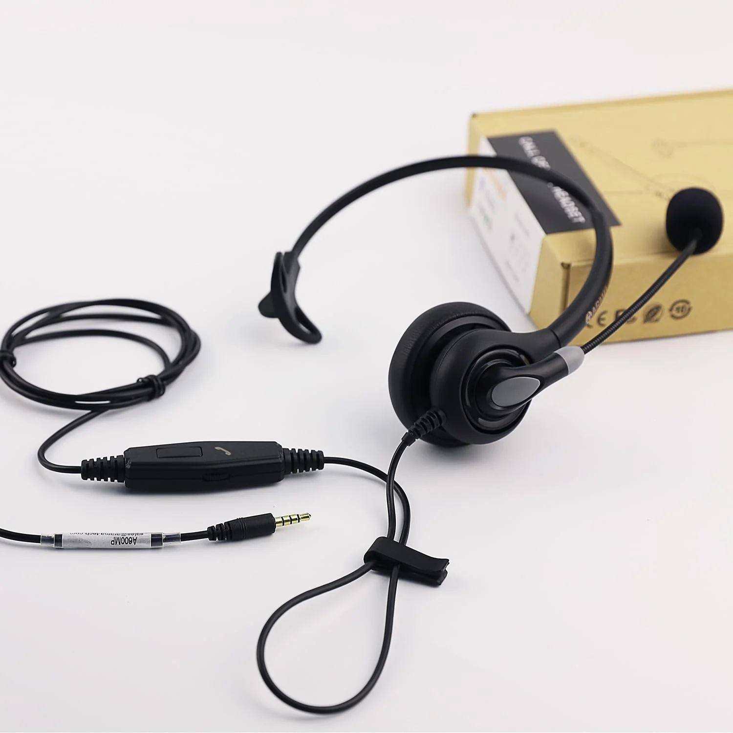 Arama Upgraded Cell Phone Headset with Microphone Noise Cancelling & Call Controls, 3.5mm Wired Headphone for iPhone, Laptop, Samsung, LG, BlackBerry Mobile Phone and iPad Tablet, Call Center Office Black - Image 7