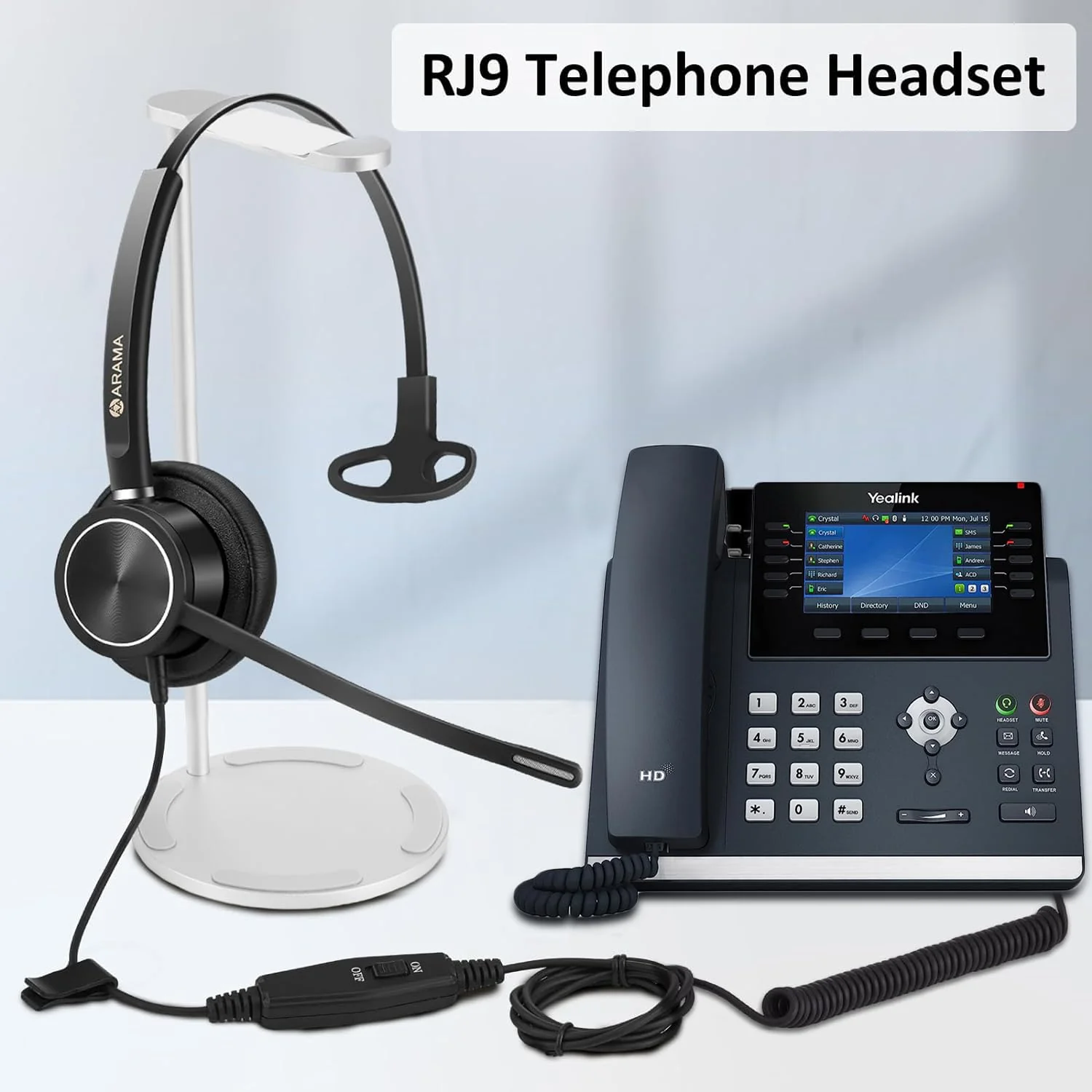 Arama Yealink Headset with Microphone Noise Cancelling, RJ9 Telephone Headsets for Office Phones Compatible with Yealink T20P T21P T26P T23G T46G T48G T42S T46S Avaya 1608 9608 9611 Grandstream Phones A810Y-Monaural - Image 5