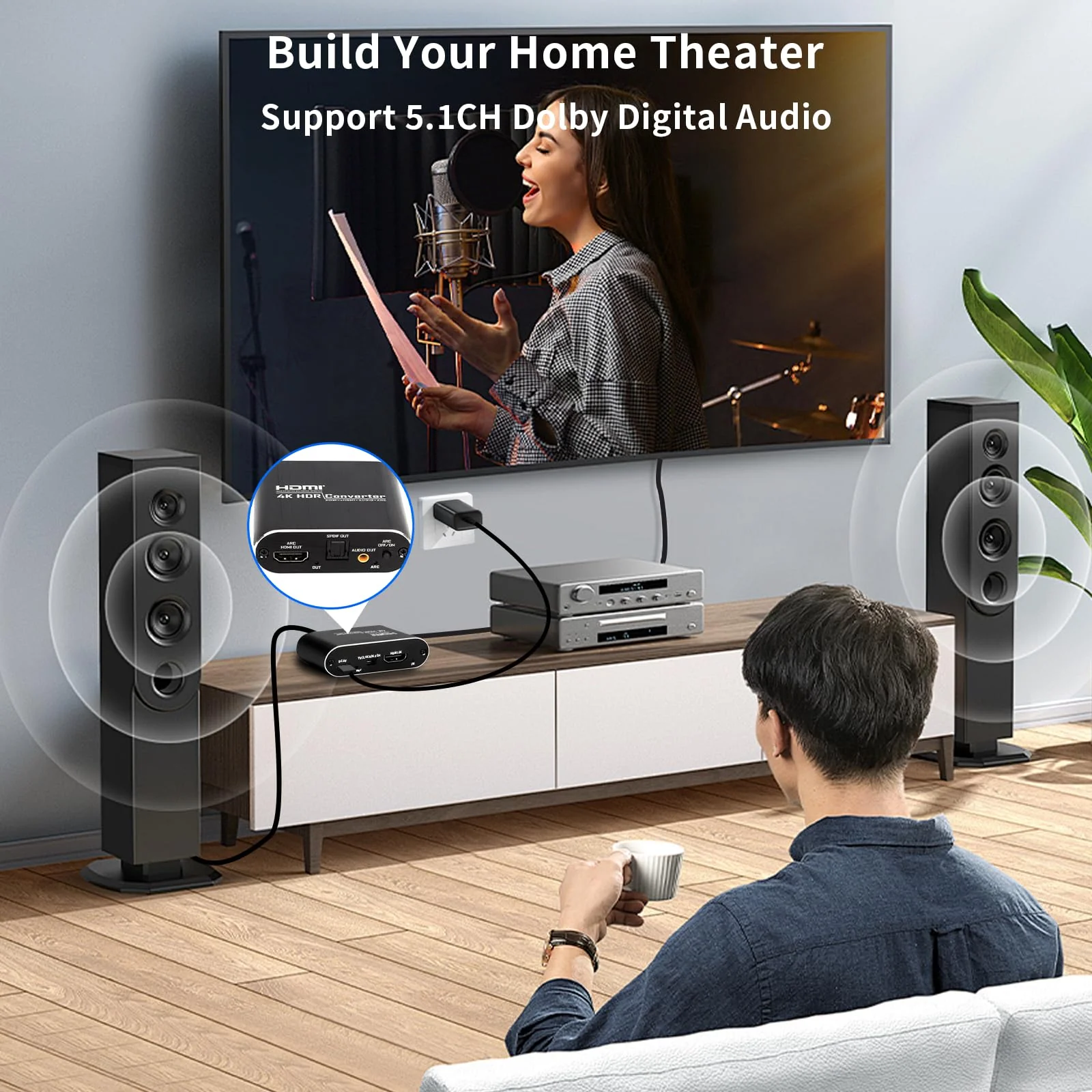 ARC Audio Extractor 4K@60Hz HDMI ARC Adapter HDMI ARC to Optical Adapter with Optical and 3.5MM Audio Output Converter Support 3D/HDCP1.4/LPCM7.1/DTS for TV Box/DVD/PS5/Headphone/Amp/Home Theater - Image 4
