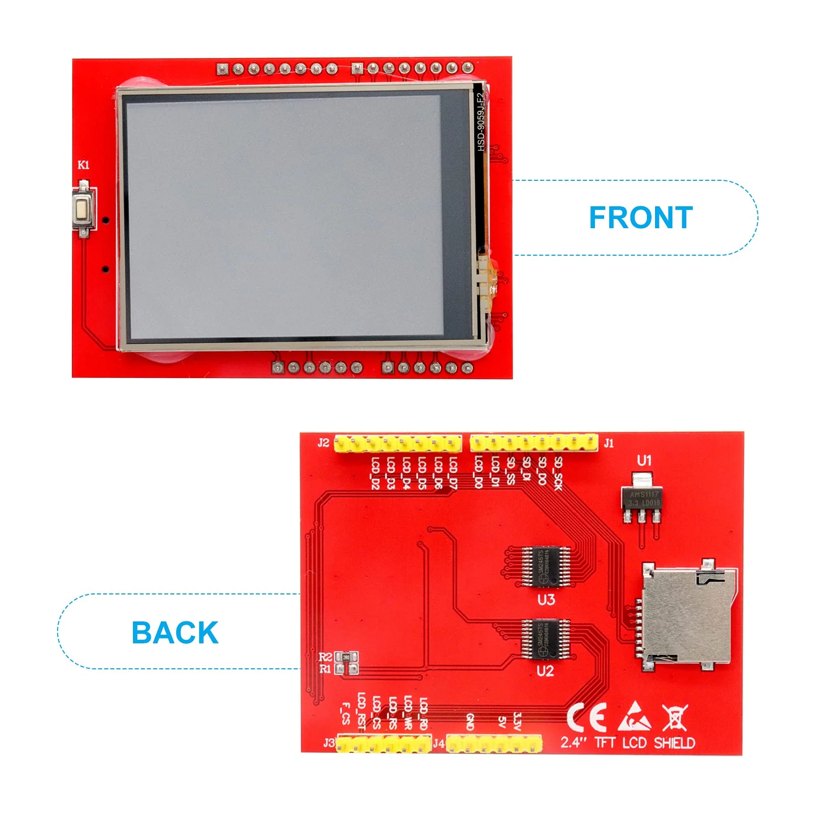 ARCELI 2.4 Inch ILI9341 240X320 TFT LCD Display with Touch Panel LCD for Arduino UNO - Image 5