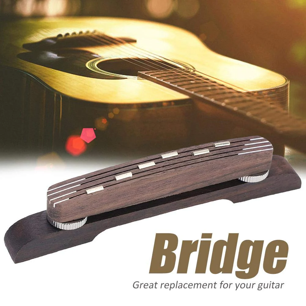 Archtop Jazz Guitar Bridge, Rosewood, Adjustable 6-String Repair Part - Image 2