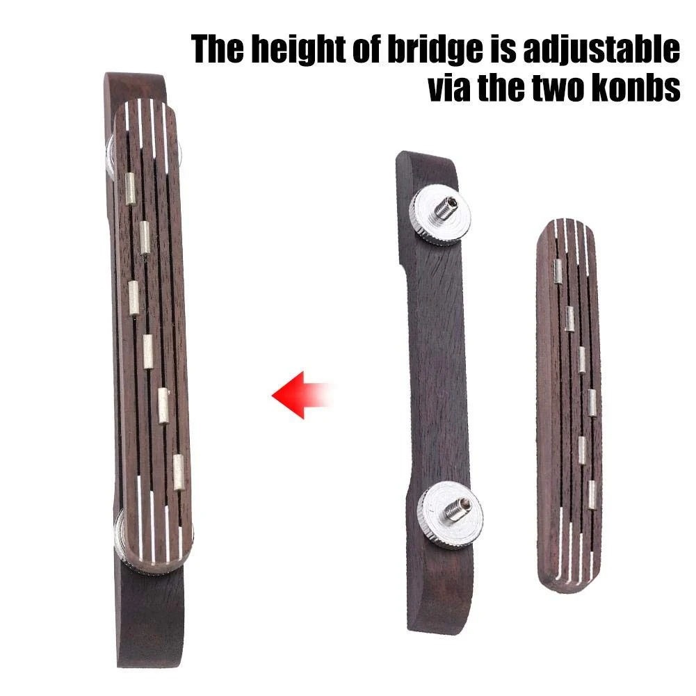 Archtop Jazz Guitar Bridge, Rosewood, Adjustable 6-String Repair Part - Image 3