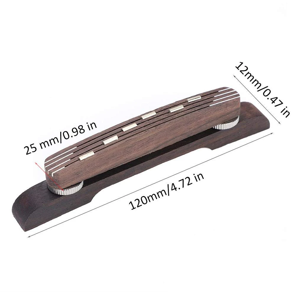 Archtop Jazz Guitar Bridge, Rosewood, Adjustable 6-String Repair Part - Image 7