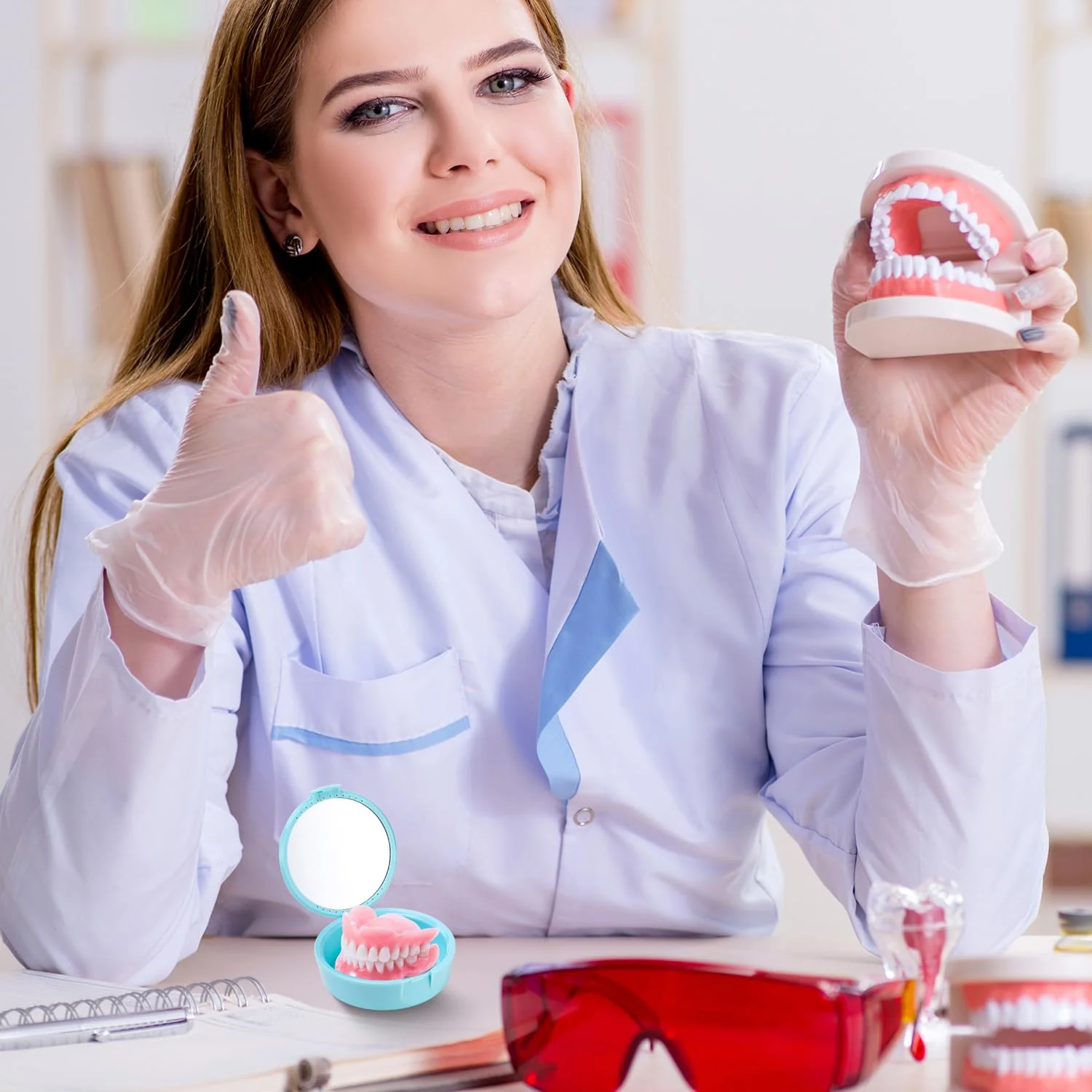 Arcjunys Braces Box with Mirror Denture Box Denture Box Retainer Case Tooth Rail Box for Travel and Daily Use - Image 4