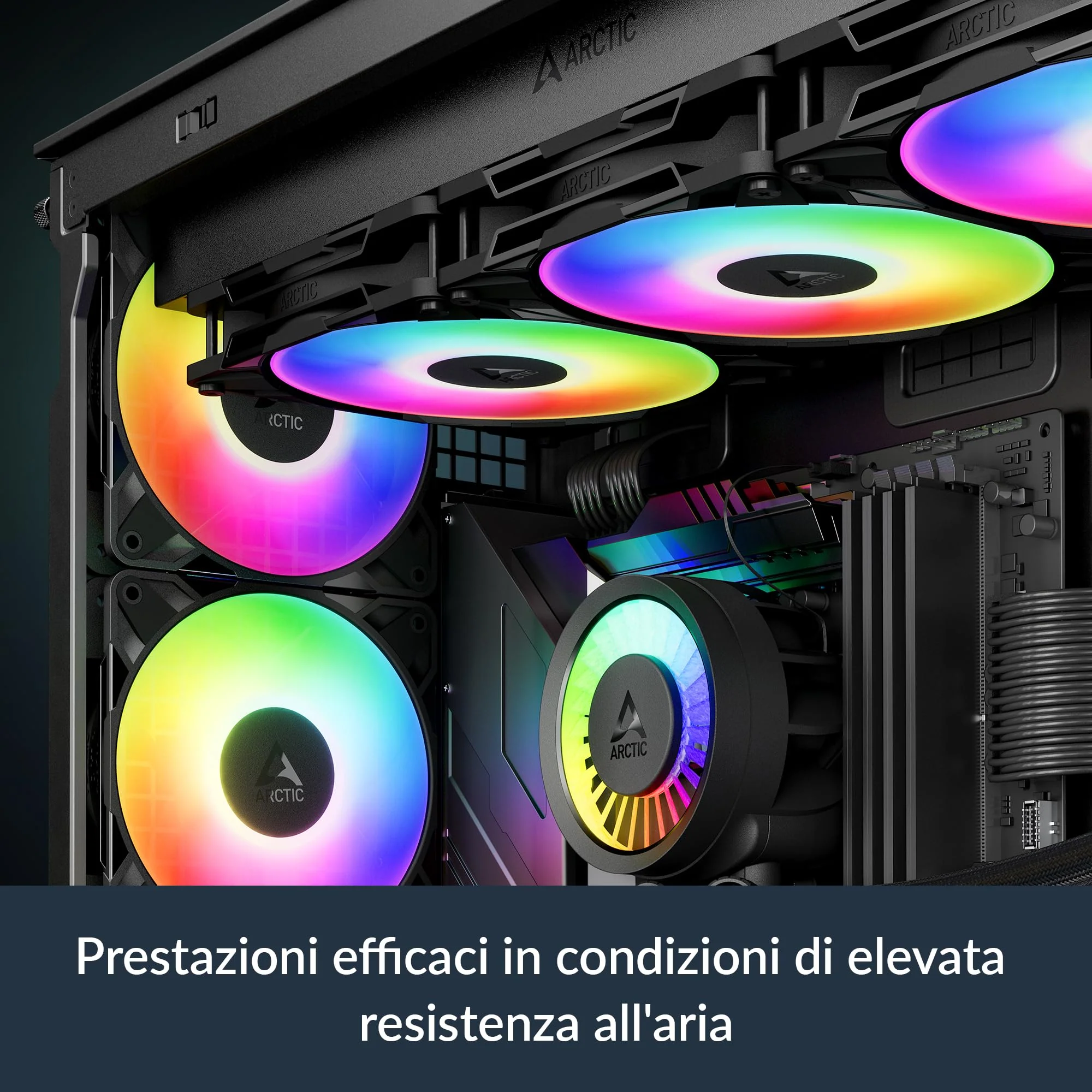 ARCTIC P12 Pro A-RGB - Powerful Premium Fan, 120 mm PWM Fan with Y-Cable Splitter, 600-3000 RPM, 0 RPM <5% PWM, 5V Digital RGB, Fluid Dynamic Bearing, 4-Pin - Black - Image 3