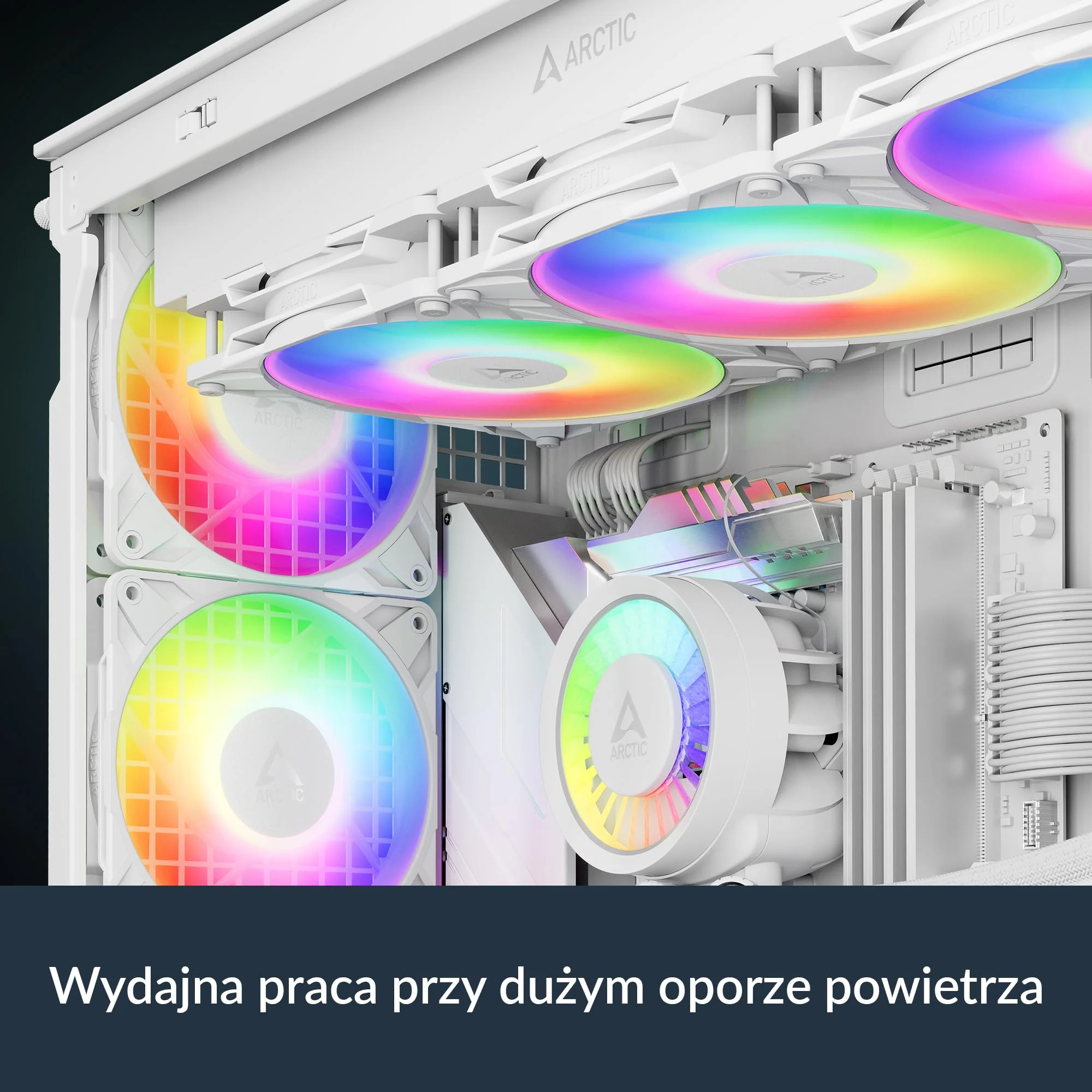 ARCTIC P12 Pro A-RGB (White) - 3 Pack - Powerful Premium Fan, 120 mm PWM Fan with Y-Cable Splitte, 600-3000 RPM, 0 RPM <5% PWM, 5V Digital RGB, Fluid Dynamic Bearing - White - Image 4