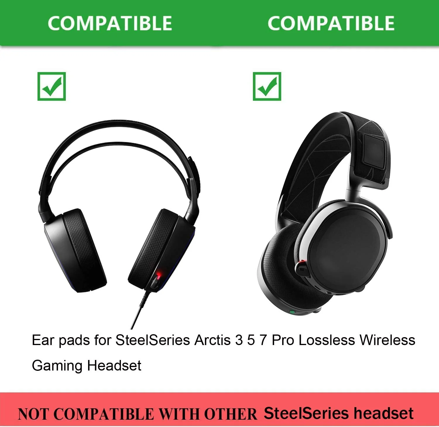 Arctis 3/5 / 7/9 Replacement Black fabric ear pads cushion Compatible with SteelSeries Arctis 3 / Arctis 5 / Arctis 7 Arctis 9 / Arctis 1 / Arctis pro Lossless Wireless Gaming Headset headphone - Image 2