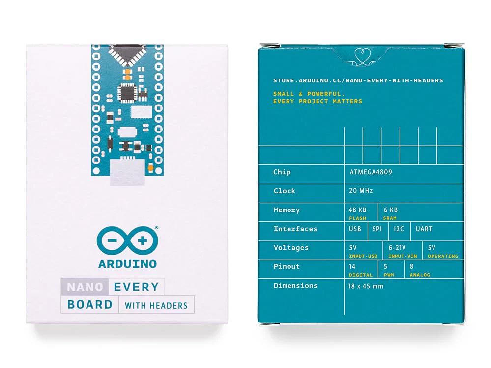 Arduino Nano Every with headers [ABX00033] – Compact ATmega4809 Microcontroller with Micro USB, 20 Digital I/O, 6 Analog Inputs, and Easy Prototyping for DIY Projects - Image 5