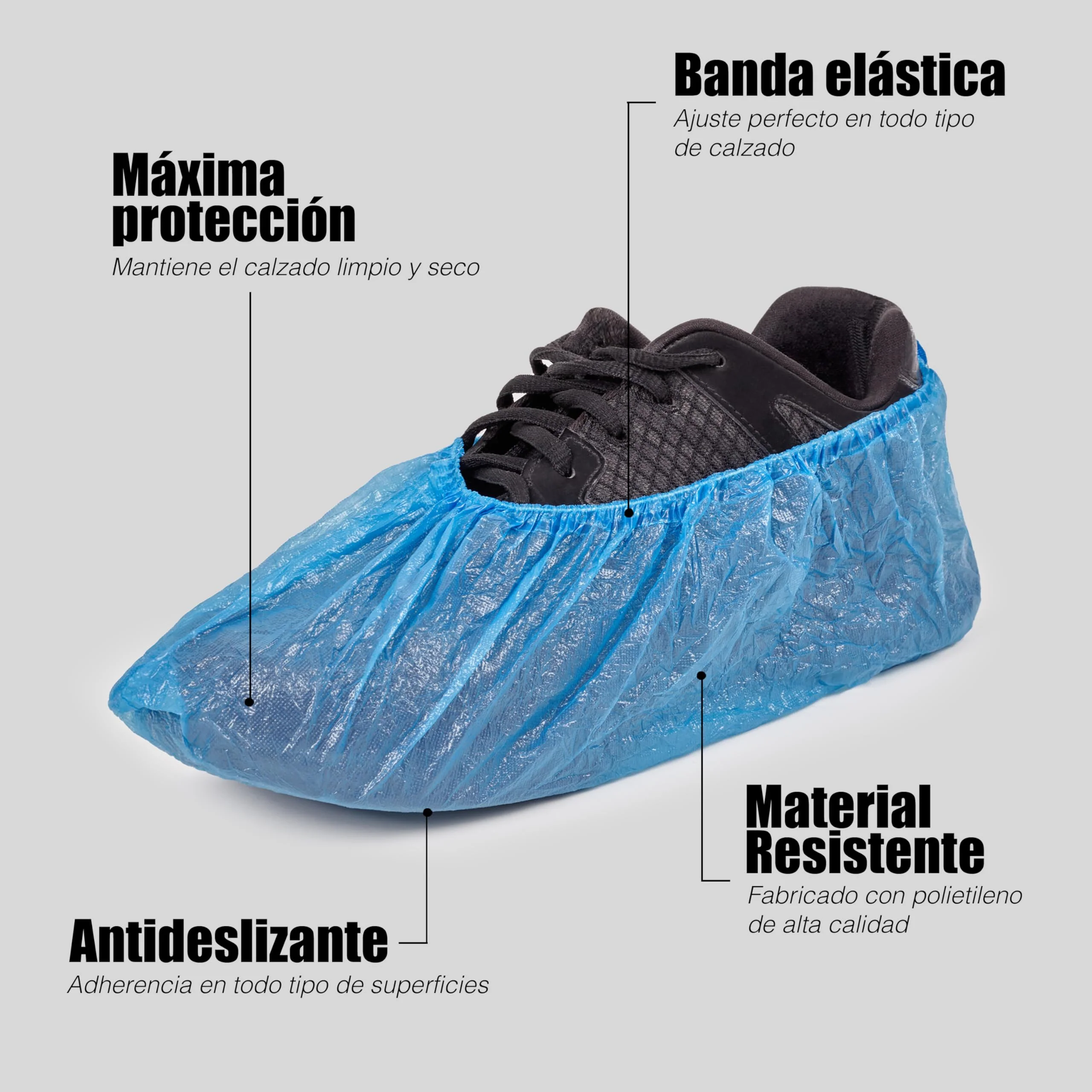 ARESO Disposable Shoe Covers with Elastic Band, Waterproof Overshoes, Blue Overshoes, Disposable Pack of 100 - Image 3