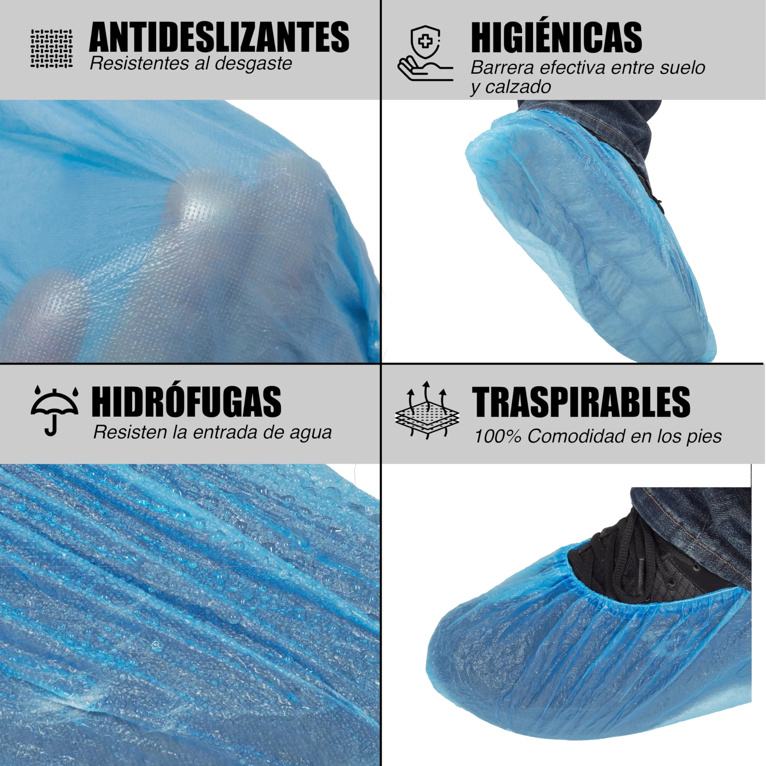 ARESO Disposable Shoe Covers with Elastic Band, Waterproof Overshoes, Blue Overshoes, Disposable Pack of 100 - Image 5