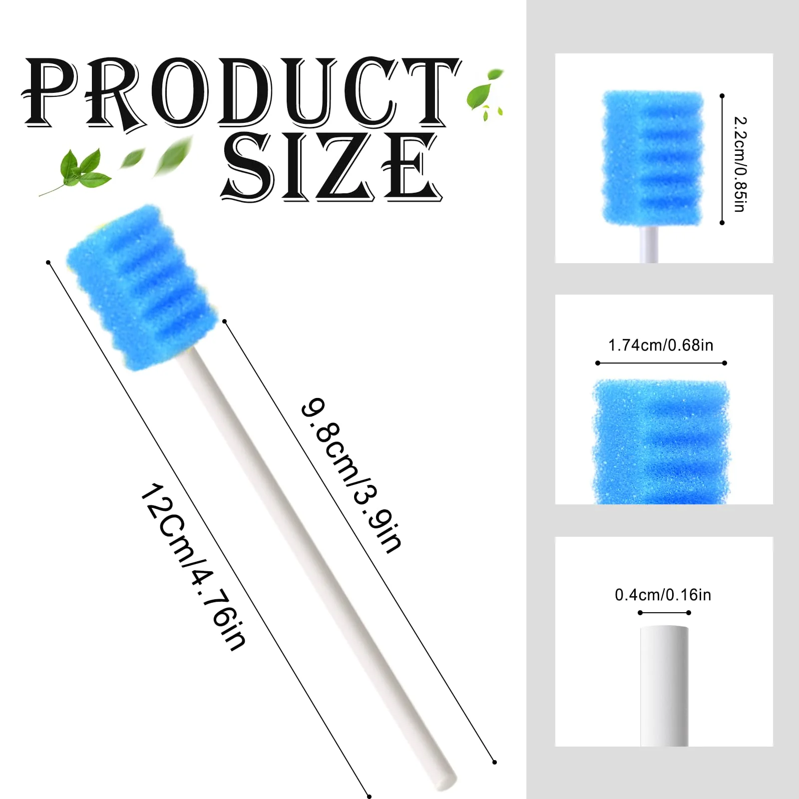 ARGOMAX Mouth Sponges Swabs, Pack of 100 Oral Care Sponge Swabs, Cleaning Mouth Swabs, Oral Hygiene Sponge, Mouth Care Swabs, Cotton Buds, Oral Care Sticks, Foam for Oral Hygiene, Blue - Image 2