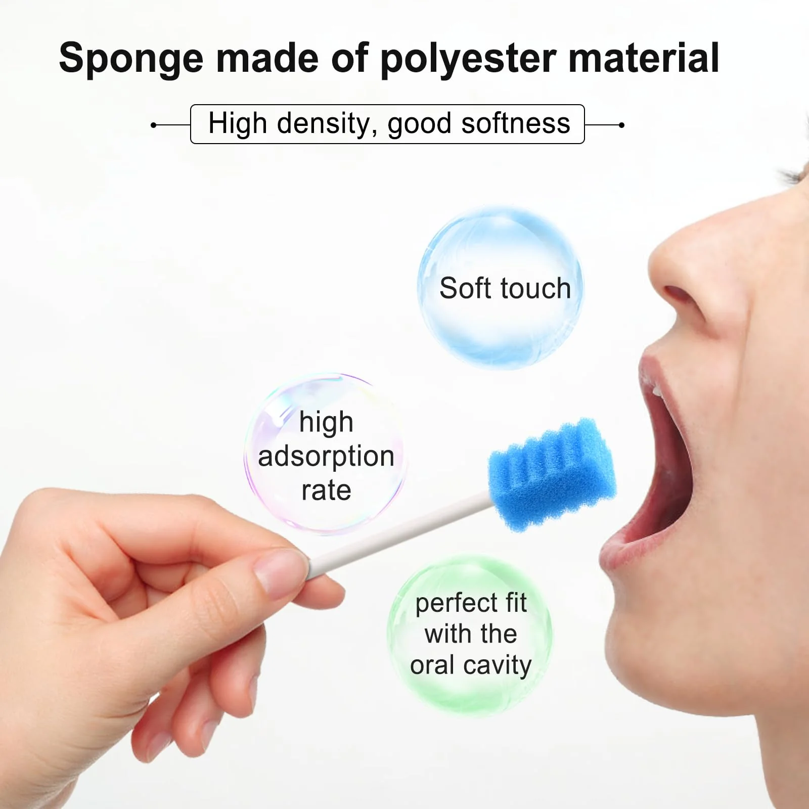 ARGOMAX Mouth Sponges Swabs, Pack of 100 Oral Care Sponge Swabs, Cleaning Mouth Swabs, Oral Hygiene Sponge, Mouth Care Swabs, Cotton Buds, Oral Care Sticks, Foam for Oral Hygiene, Blue - Image 3