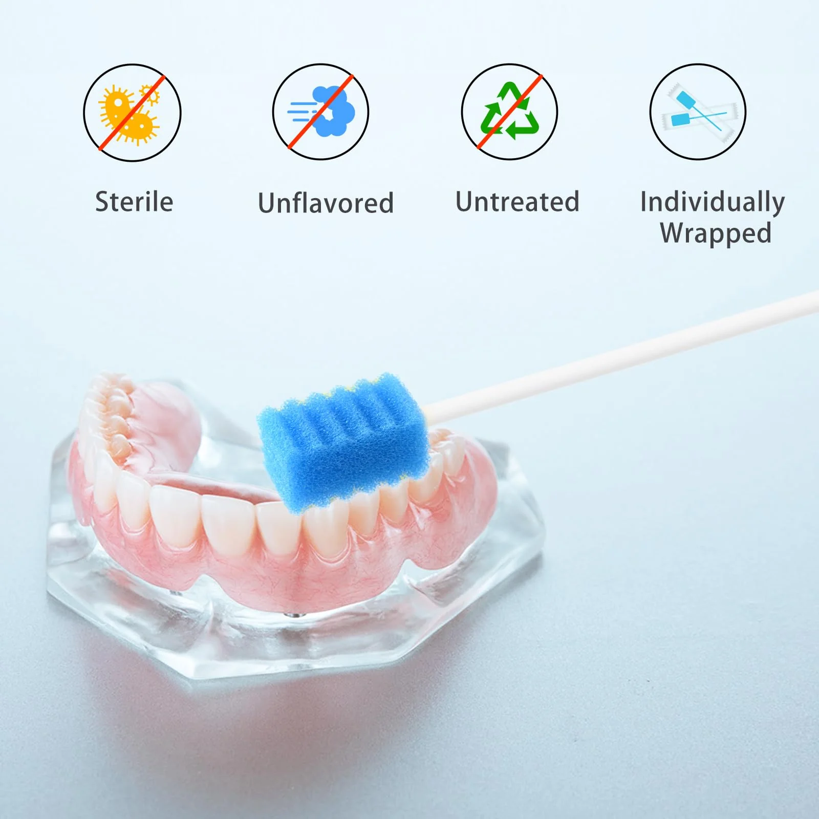 ARGOMAX Mouth Sponges Swabs, Pack of 100 Oral Care Sponge Swabs, Cleaning Mouth Swabs, Oral Hygiene Sponge, Mouth Care Swabs, Cotton Buds, Oral Care Sticks, Foam for Oral Hygiene, Blue - Image 5