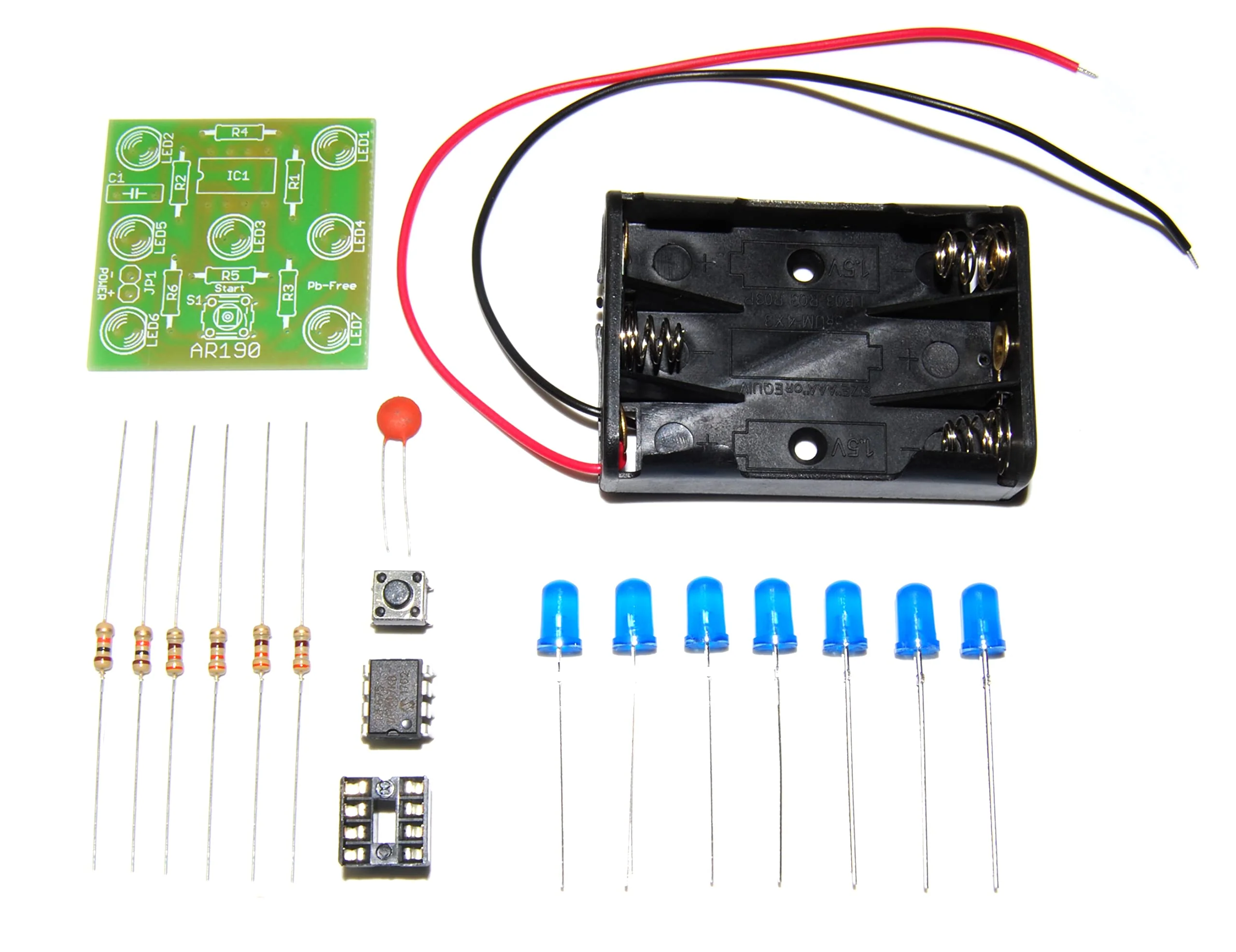 ArliKits AR190/B Electronic Cube with 7 Blue Flashing LEDs Great Fun Electric Cube Replacement Simple Soldering Kit - Image 5