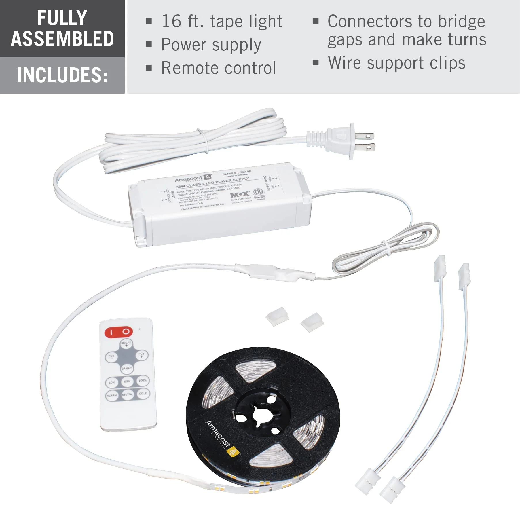 Armacost Lighting 421501 Ribbon Flex Home Tunable White LED Tape Light Kit with Remote, 16 ft 2700K-5000K (Tunable) - Image 9