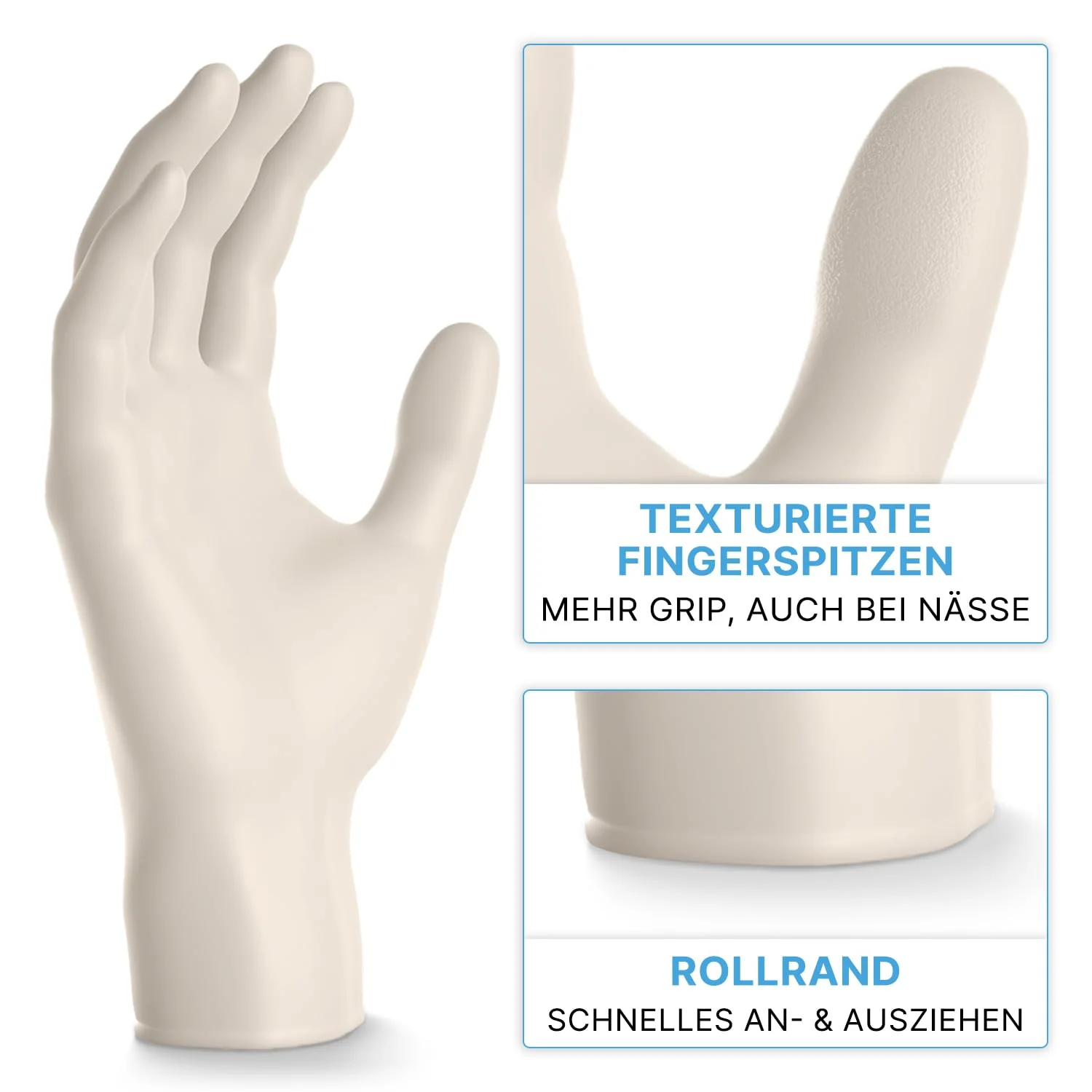ARNOMED 100 x Disposable Gloves M, Latex Gloves White (1 x 100 Pieces), Disposable Gloves, Powder-Free, Latex Disposable Gloves, Cleaning Gloves, Latex Gloves, Disposable/Disposable Gloves XS, S, M, L - Image 2